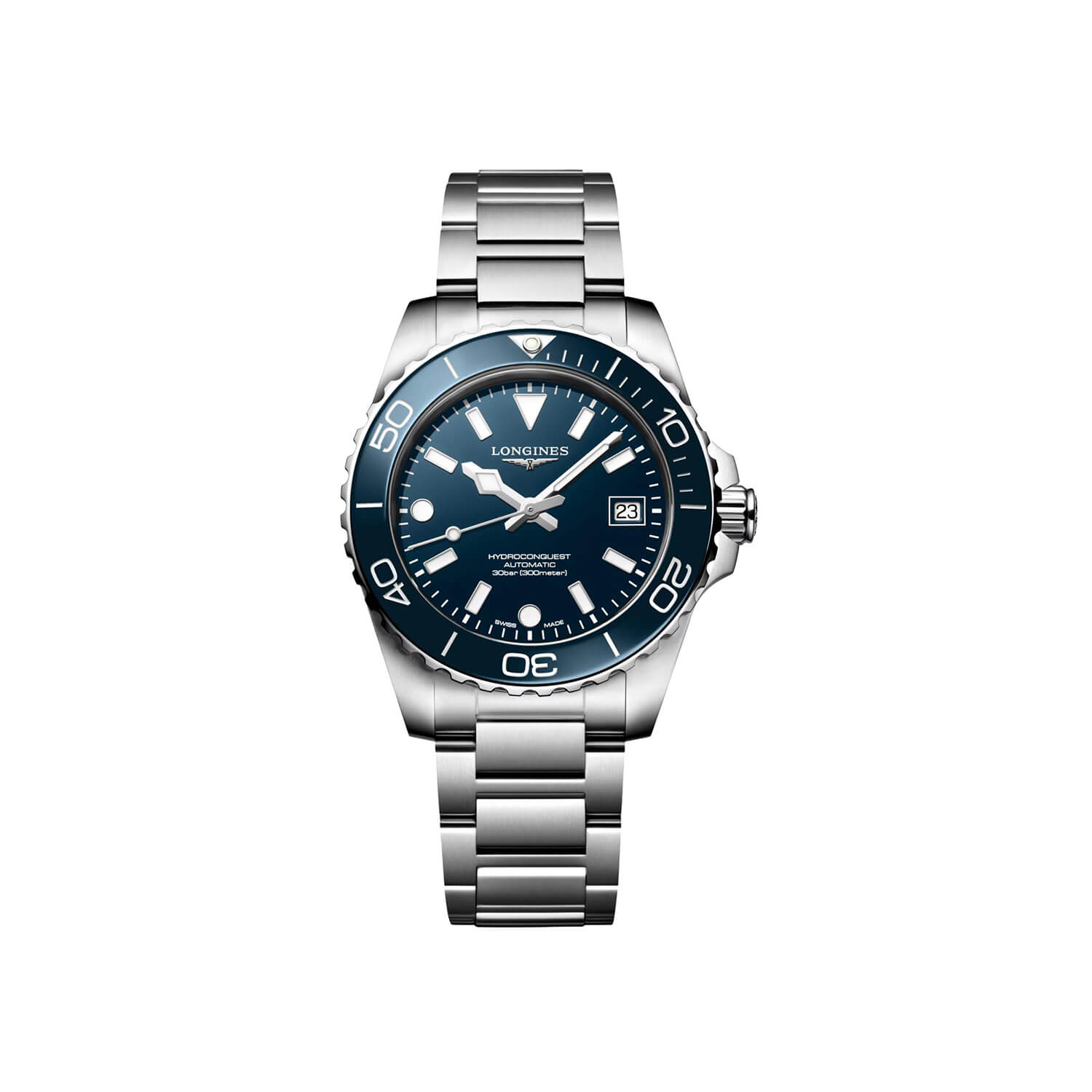 Montre Longines HydroConquest 39mm L3.779.4.96.6 cadran Bleu bracelet Acier L3.779.4.96.6