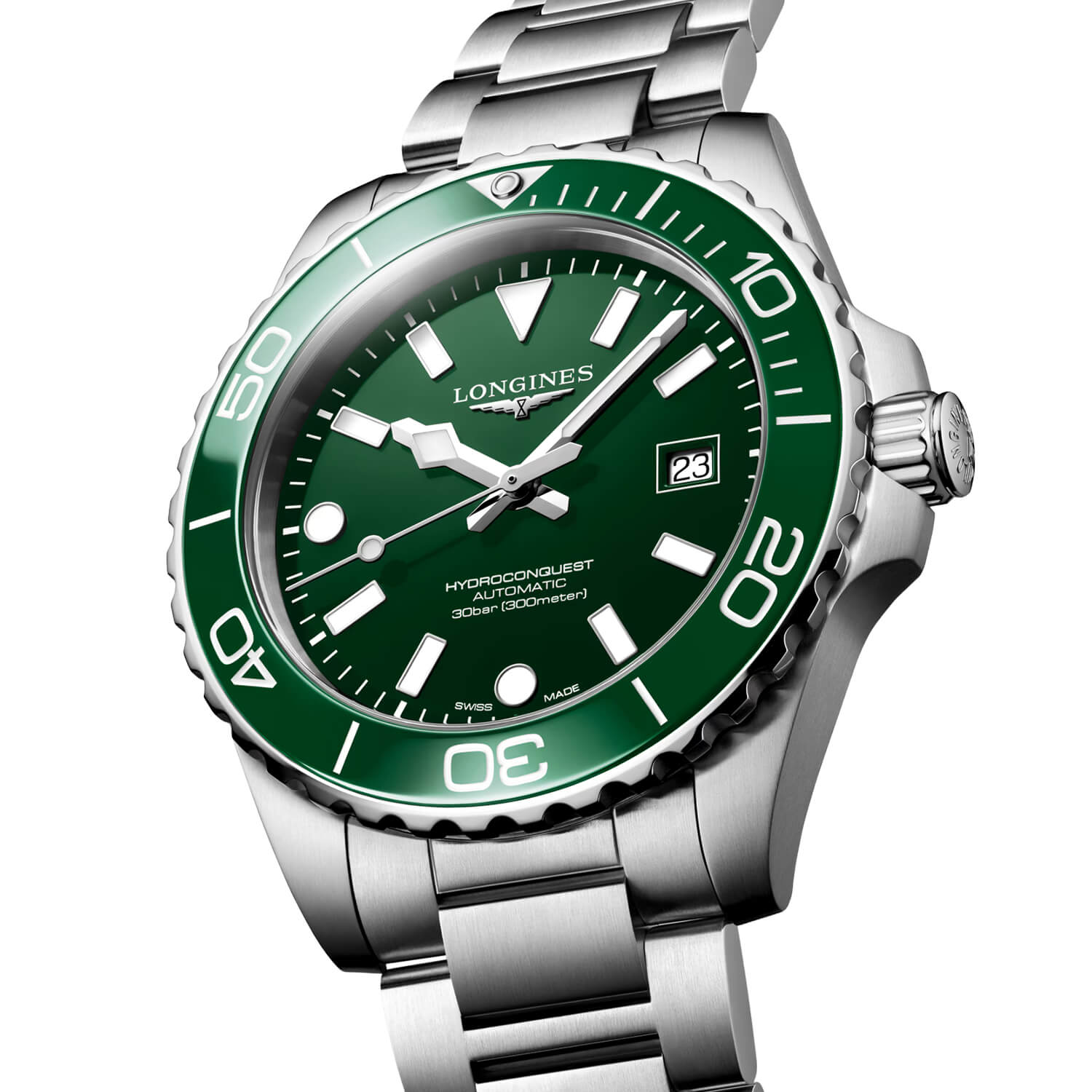 Montre Longines HydroConquest 42mm L3.788.4.06.6 cadran Vert bracelet Acier L3.788.4.06.6
