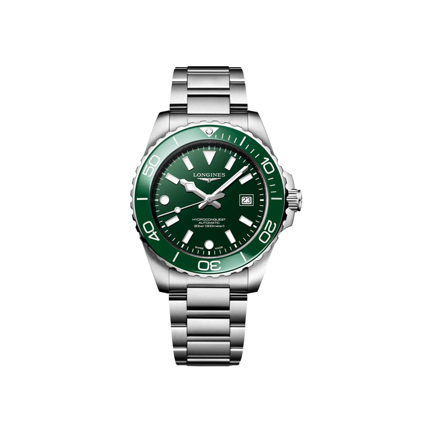 Montre Longines HydroConquest 42mm L3.788.4.06.6 cadran Vert bracelet Acier L3.788.4.06.6