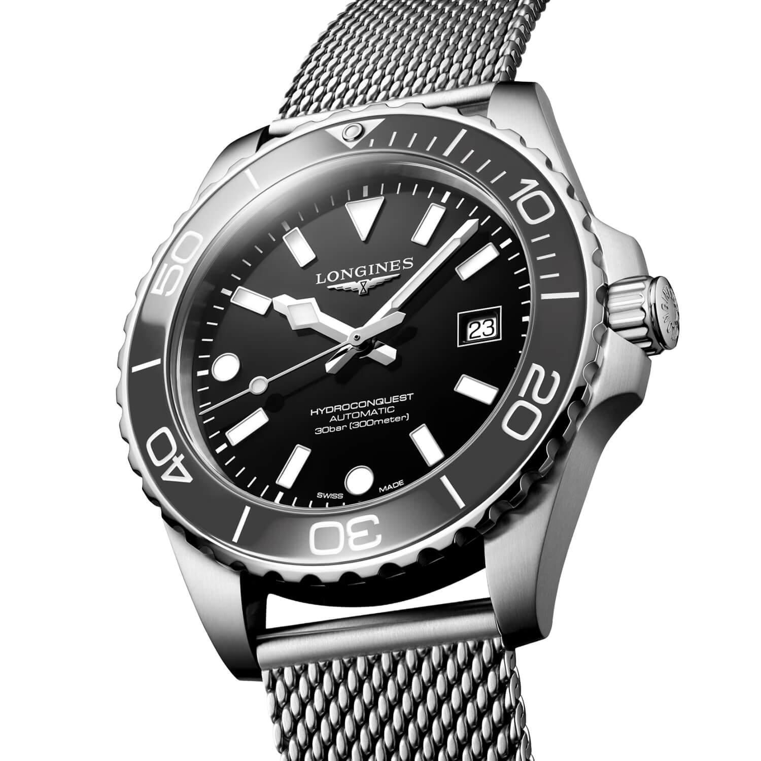 Montre Longines HydroConquest 42mm L3.788.4.70.6 cadran Noir bracelet Acier L3.788.4.70.6