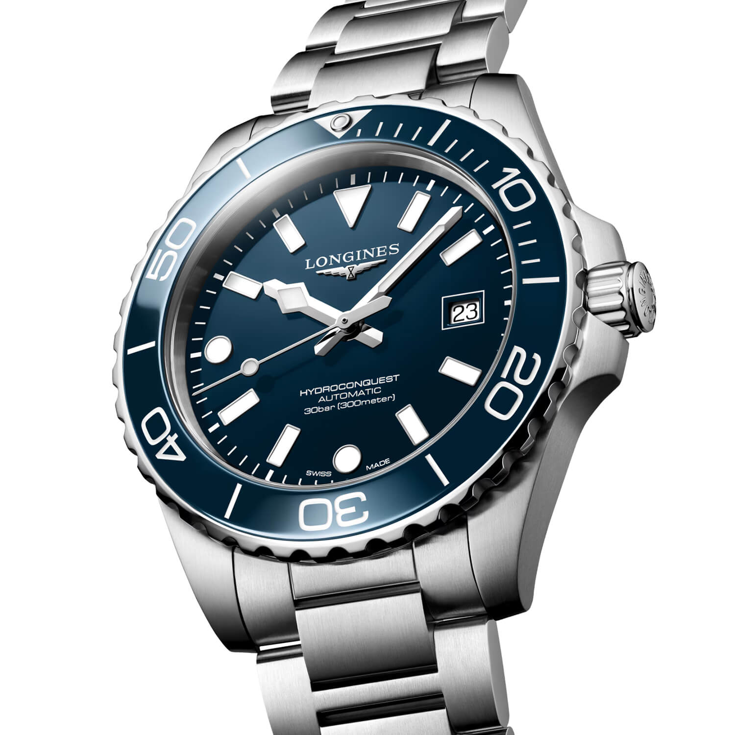 Montre Longines HydroConquest 42mm L3.788.4.96.6 cadran Bleu bracelet Acier L3.788.4.96.6