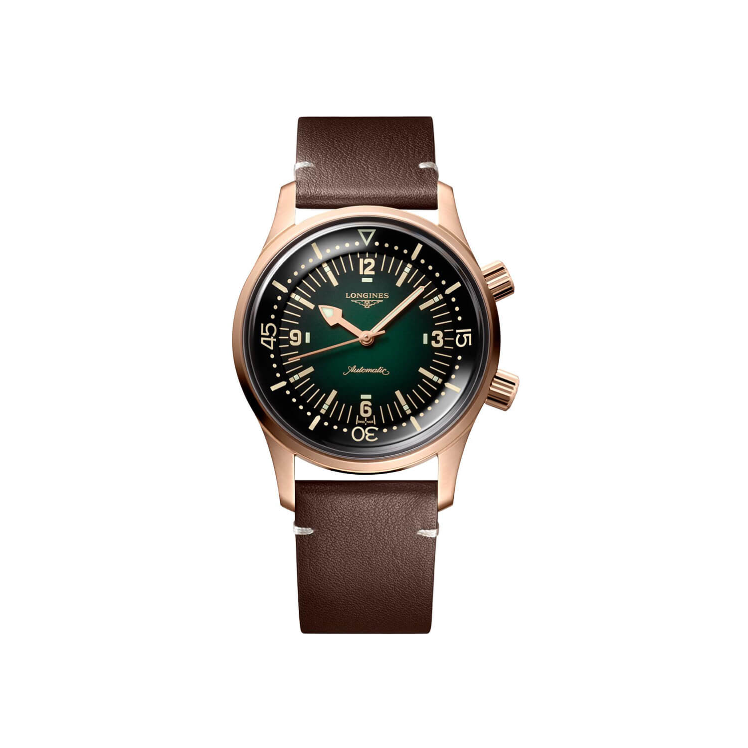 Montre Longines Legend Diver L3.774.1.50.2 cadran Vert bracelet Cuir/Nato L3.774.1.50.2