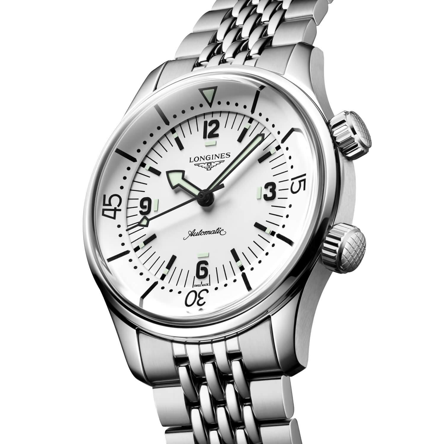 Montre Longines Legend Diver 39mm L3.764.4.16.6 cadran Blanc bracelet Acier L3.764.4.16.6