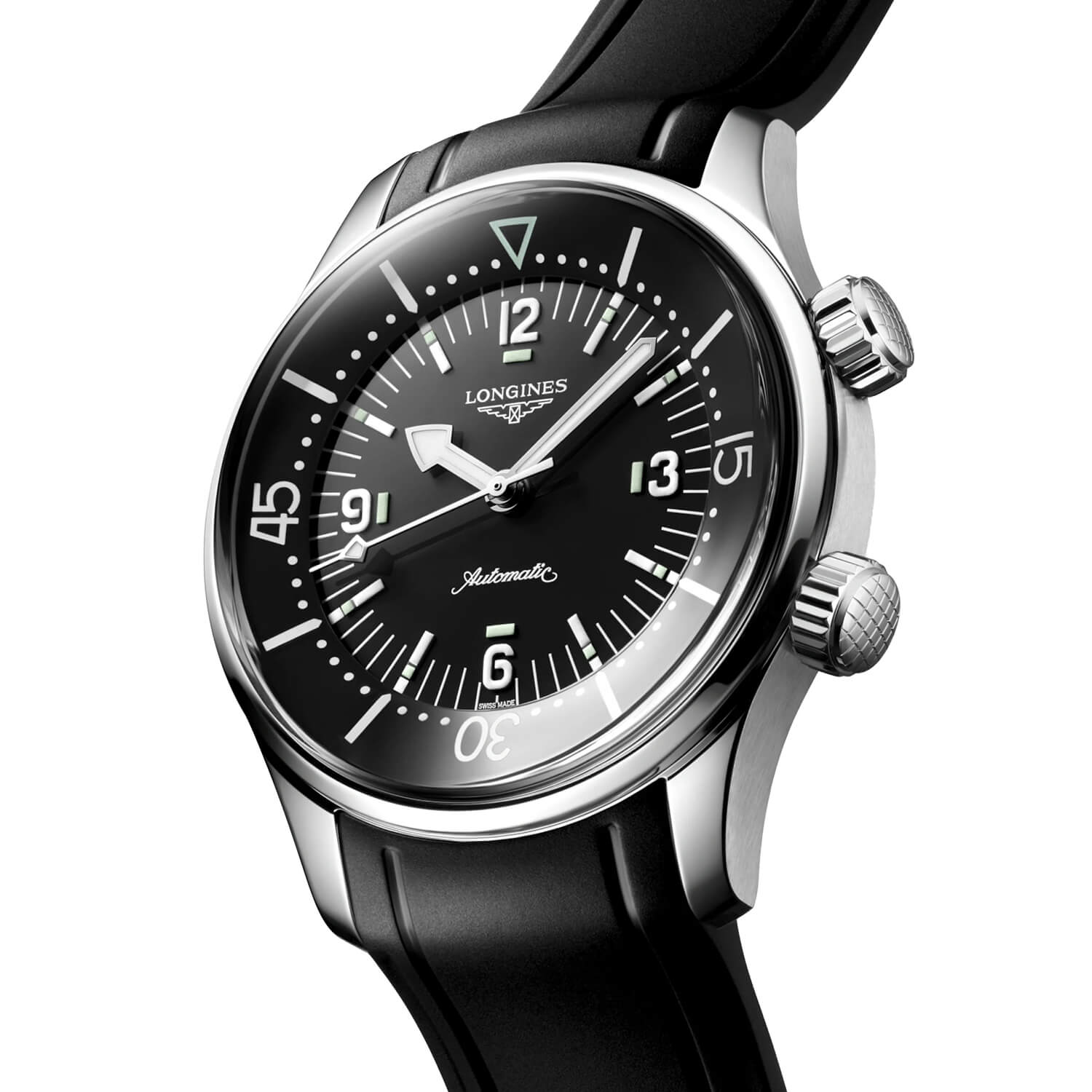 Montre Longines Legend Diver 39mm L3.764.4.50.9 cadran Noir bracelet Caoutchouc L3.764.4.50.9