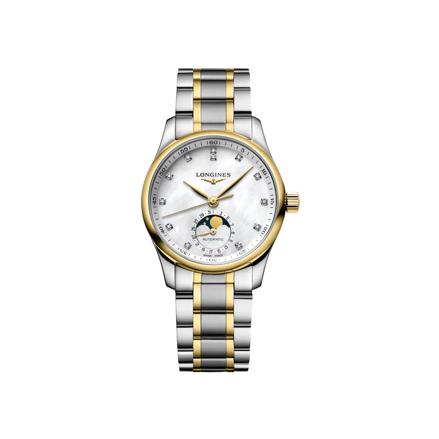 Montre Longines Master Collection Phase de Lune Dame L2.409.5.87.7 cadran gris bracelet Acier/Or jaune L2.409.5.87.7