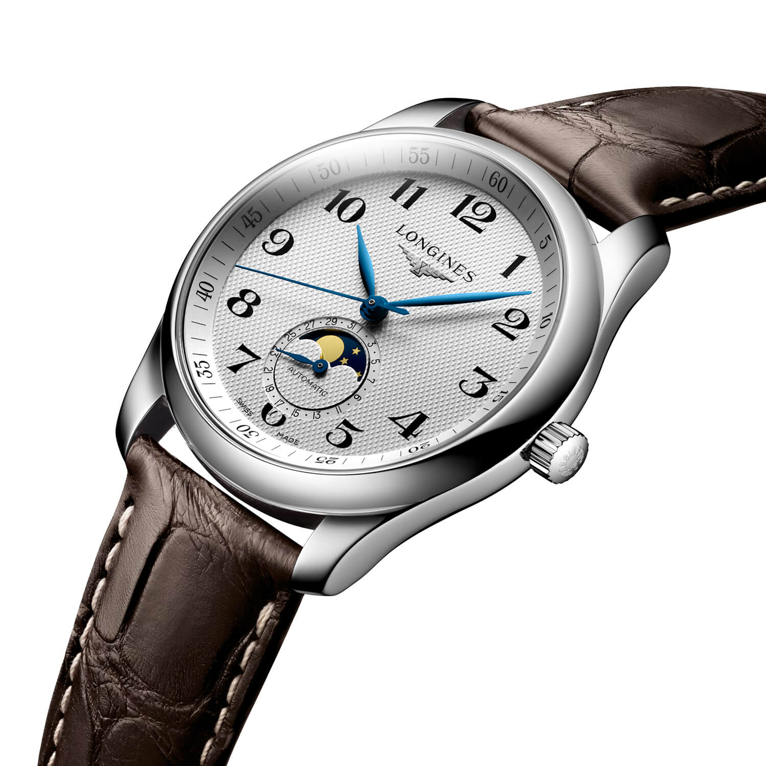 Montre Longines Master Collection L2.909.4.78.3 cadran Argent bracelet Cuir de reptile L2.909.4.78.3