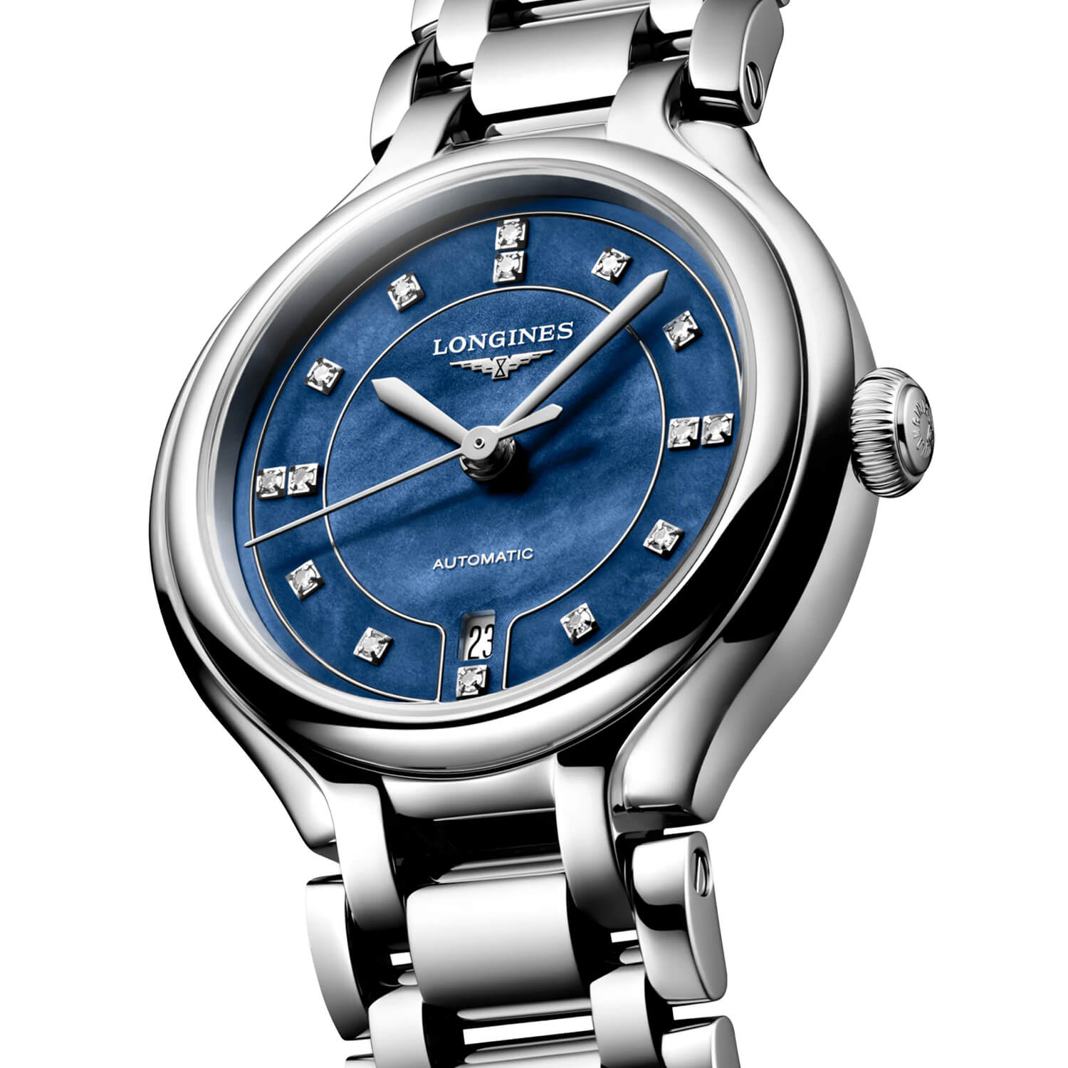 Montre Longines PrimaLuna L8.123.4.97.6 cadran Bleu bracelet Acier L8.123.4.97.6