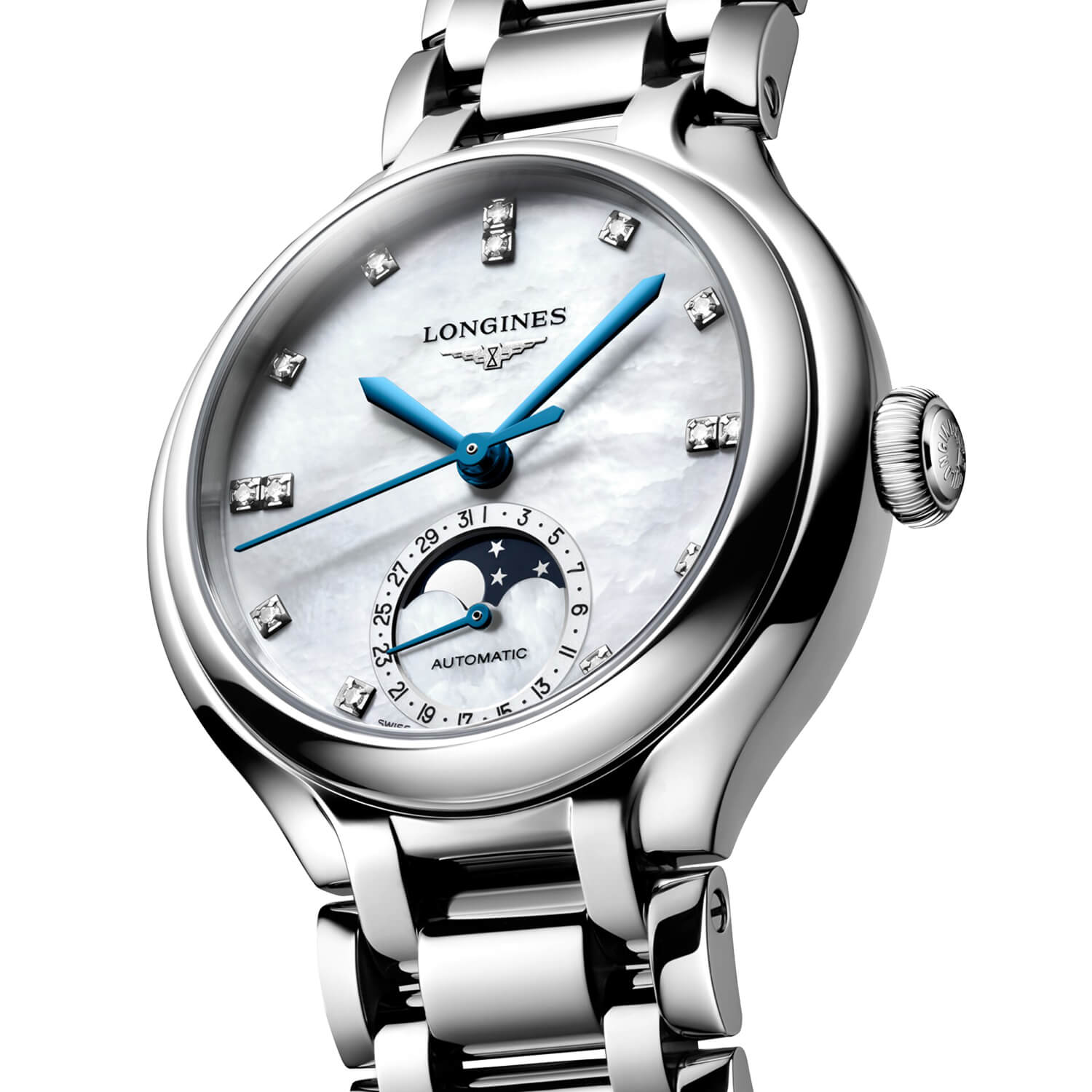 Montre Longines PrimaLuna Moonphase L8.126.4.87.6 cadran gris bracelet Acier L8.126.4.87.6