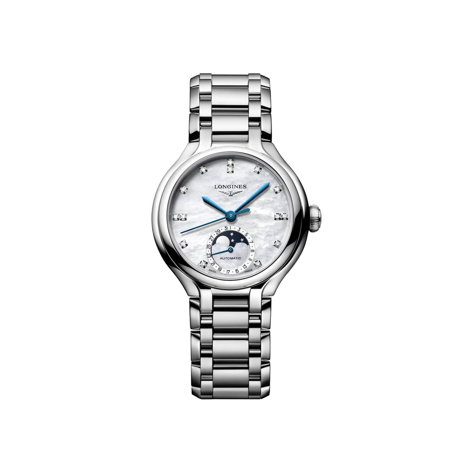 Montre Longines PrimaLuna Moonphase L8.126.4.87.6 cadran gris bracelet Acier L8.126.4.87.6
