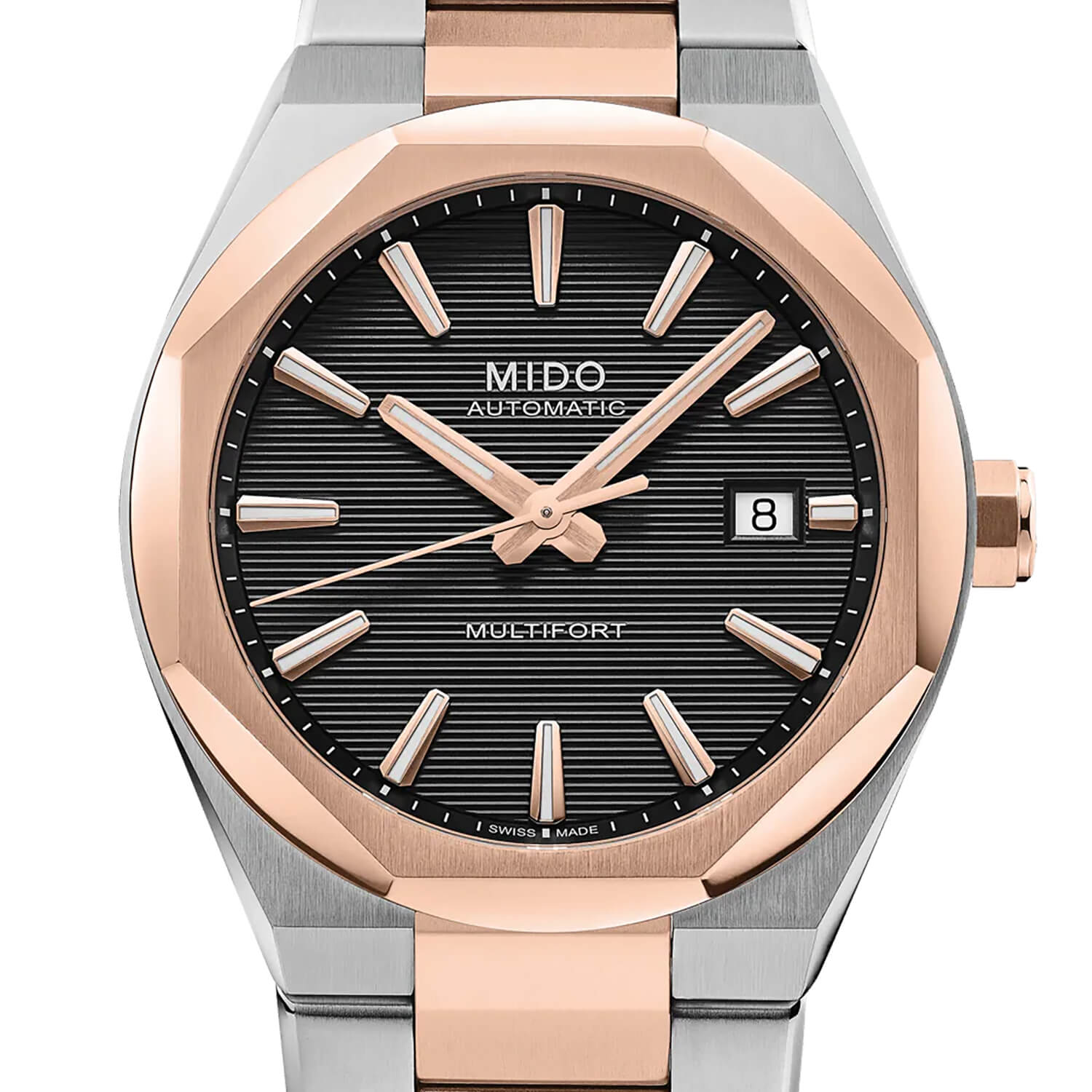 Montre Mido Multifort 8 One Crown M055.507.22.051.00 cadran Noir bracelet Acier/PVD M055.507.22.051.00