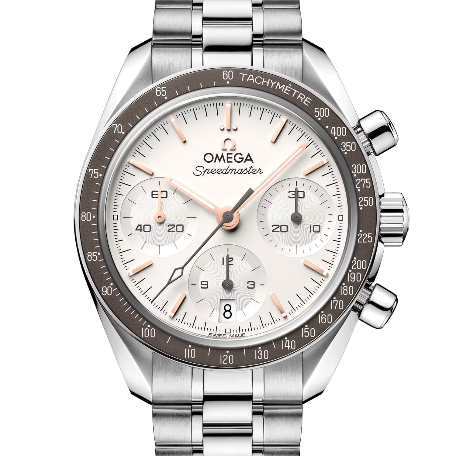 Montre OMEGA Speedmaster 38 Co-Axial Chronometer Chronograph 38mm cadran Argent bracelet Acier 324.30.38.50.02.003
