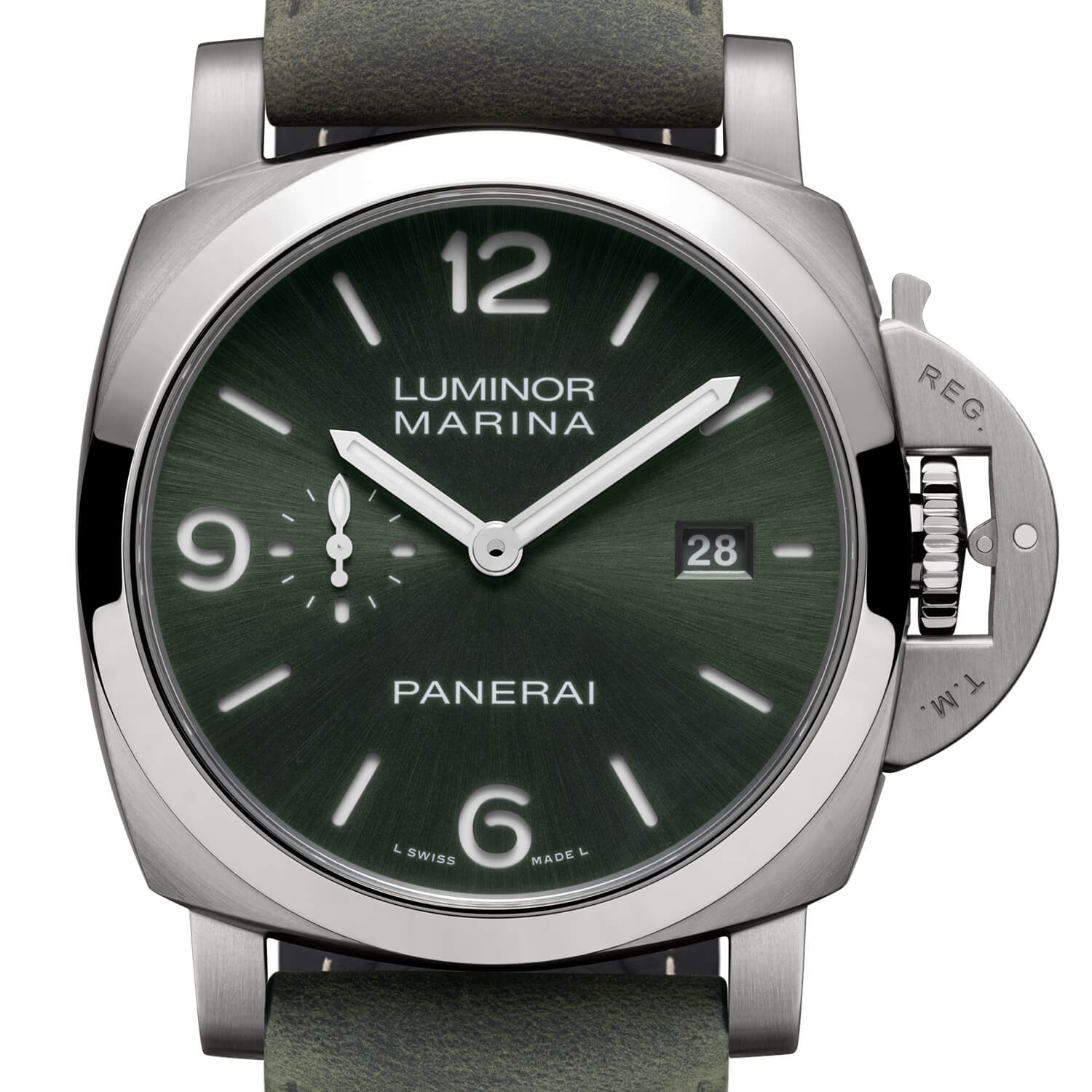 Montre Panerai Luminor Marina Titanio 44mm cadran Vert bracelet Cuir PAM03325
