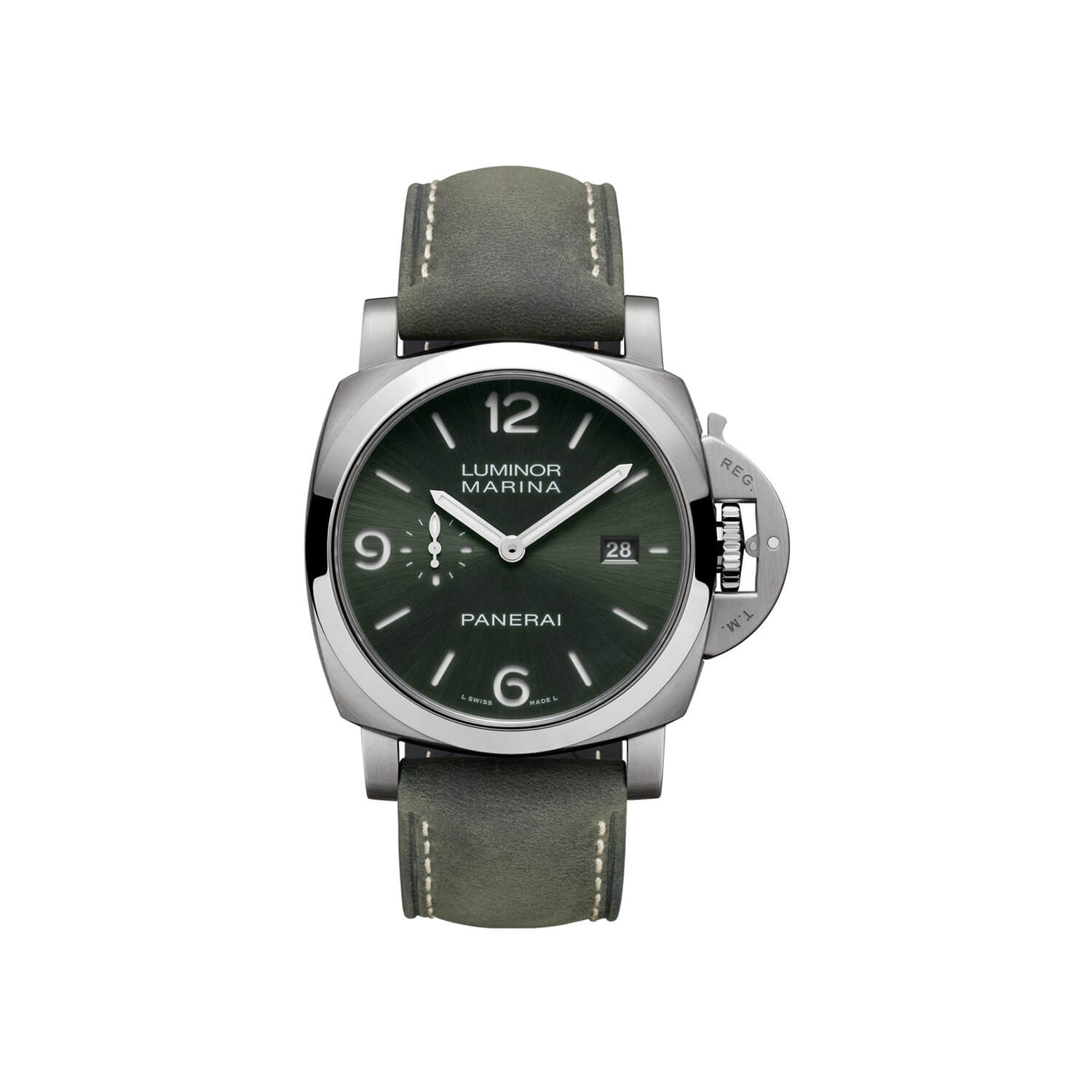 Montre Panerai Luminor Marina Titanio 44mm cadran Vert bracelet Cuir PAM03325