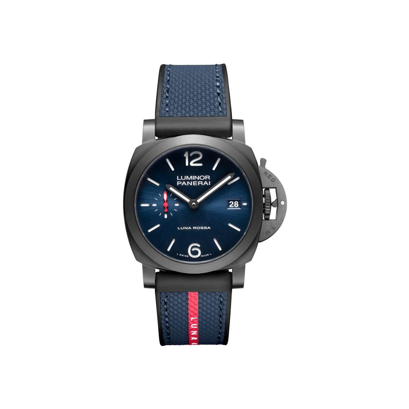Montre Panerai Luminor Quaranta Steel DLC Luna Rossa bracelet Caoutchouc PAM01408