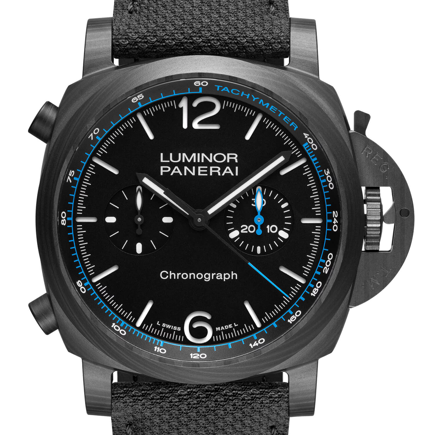 Montre Panerai Luminor Chrono Carbotech™ 44mm cadran Noir bracelet Caoutchouc/Cuir PAM01219
