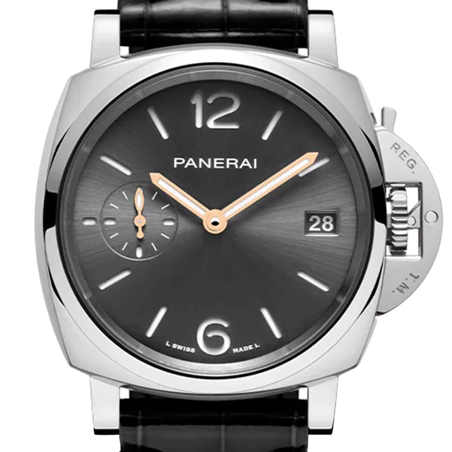 Montre Panerai Luminor Due 38mm cadran Gris bracelet Cuir d'alligator PAM01247