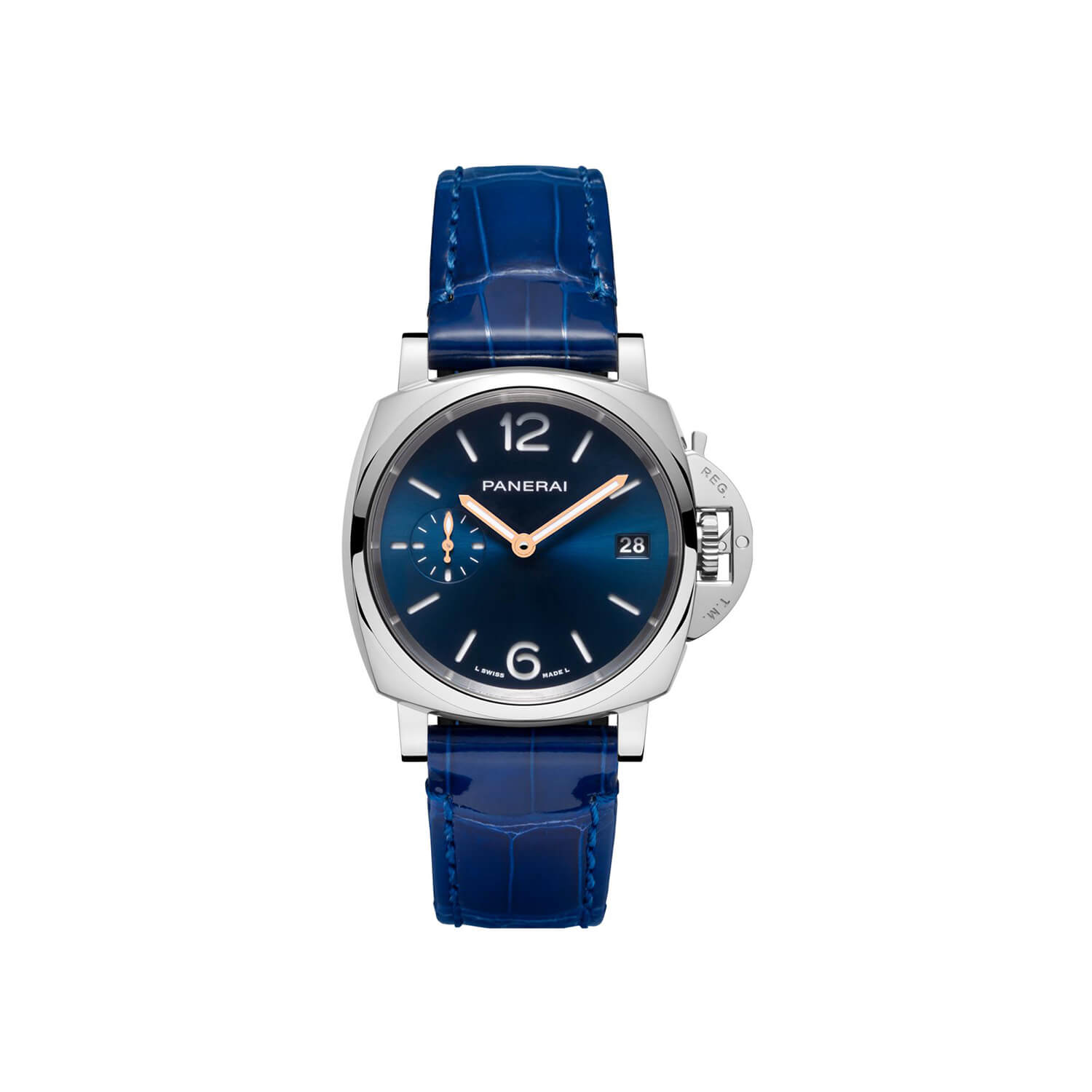 Montre Panerai Luminor Due Piccolo cadran Bleu bracelet Cuir d'alligator PAM01273