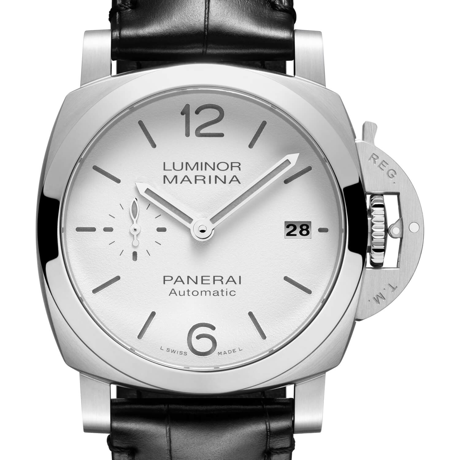 Montre Panerai Luminor Quaranta cadran Blanc bracelet Cuir d'alligator PAM01371
