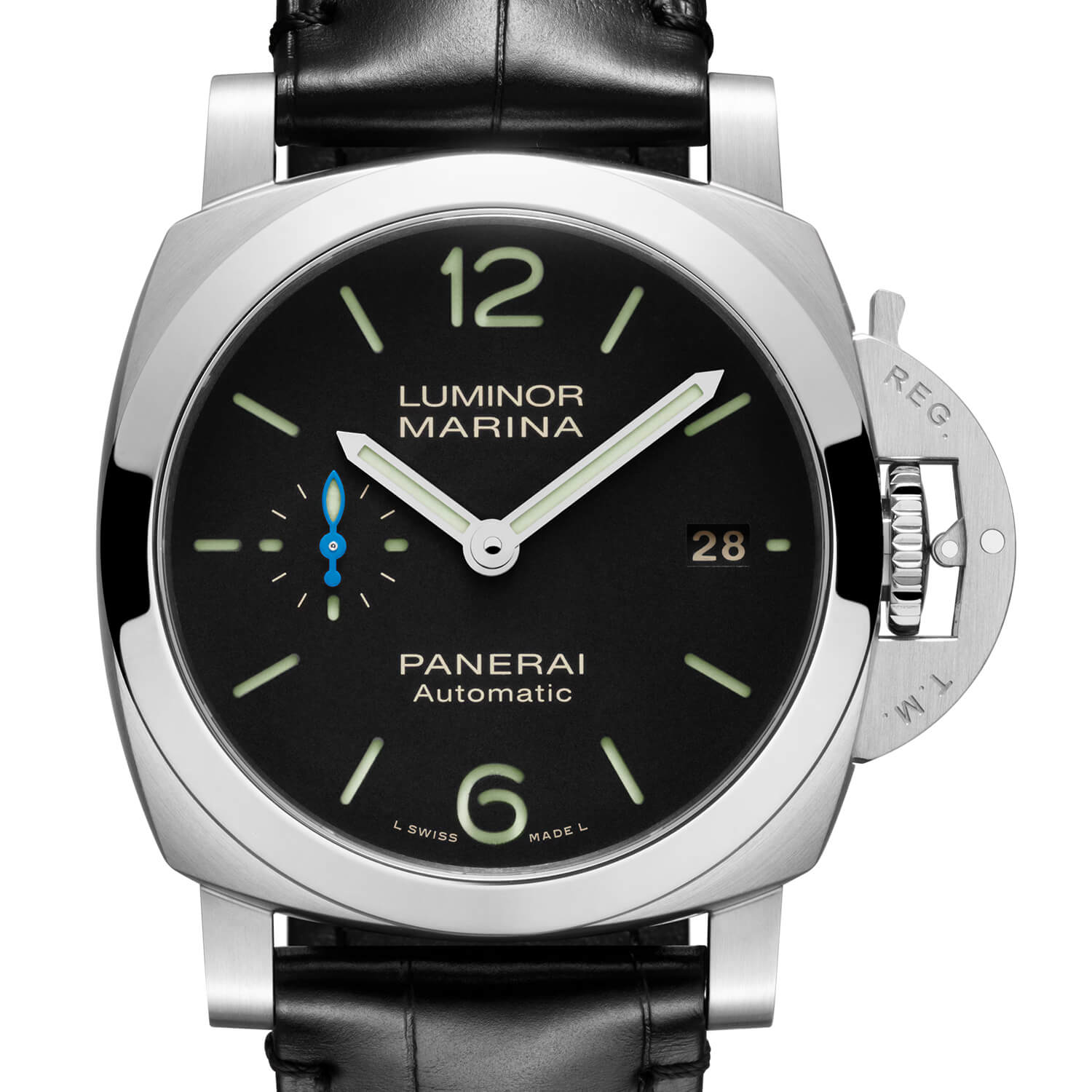 Montre Panerai Luminor Quaranta cadran Noir bracelet Cuir d'alligator PAM01372