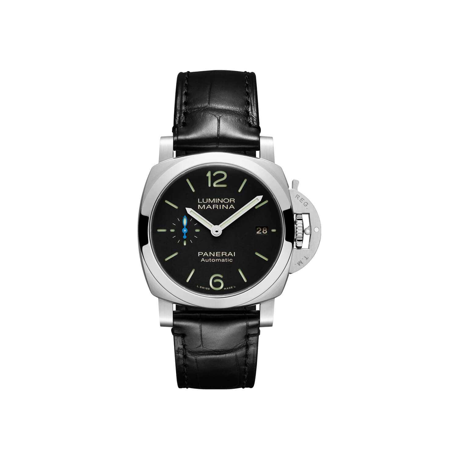 Montre Panerai Luminor Quaranta cadran Noir bracelet Cuir d'alligator PAM01372