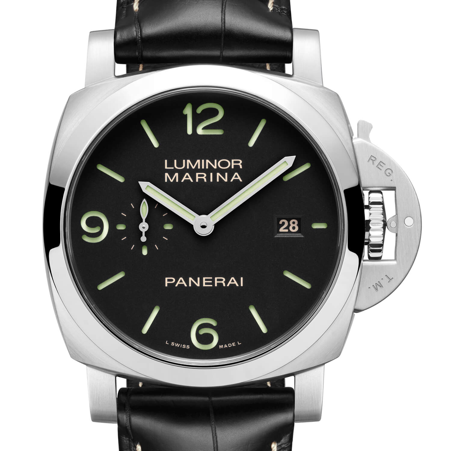 Montre Panerai Luminor Marina 44mm cadran Noir bracelet Caoutchouc/Cuir d'alligator PAM03312