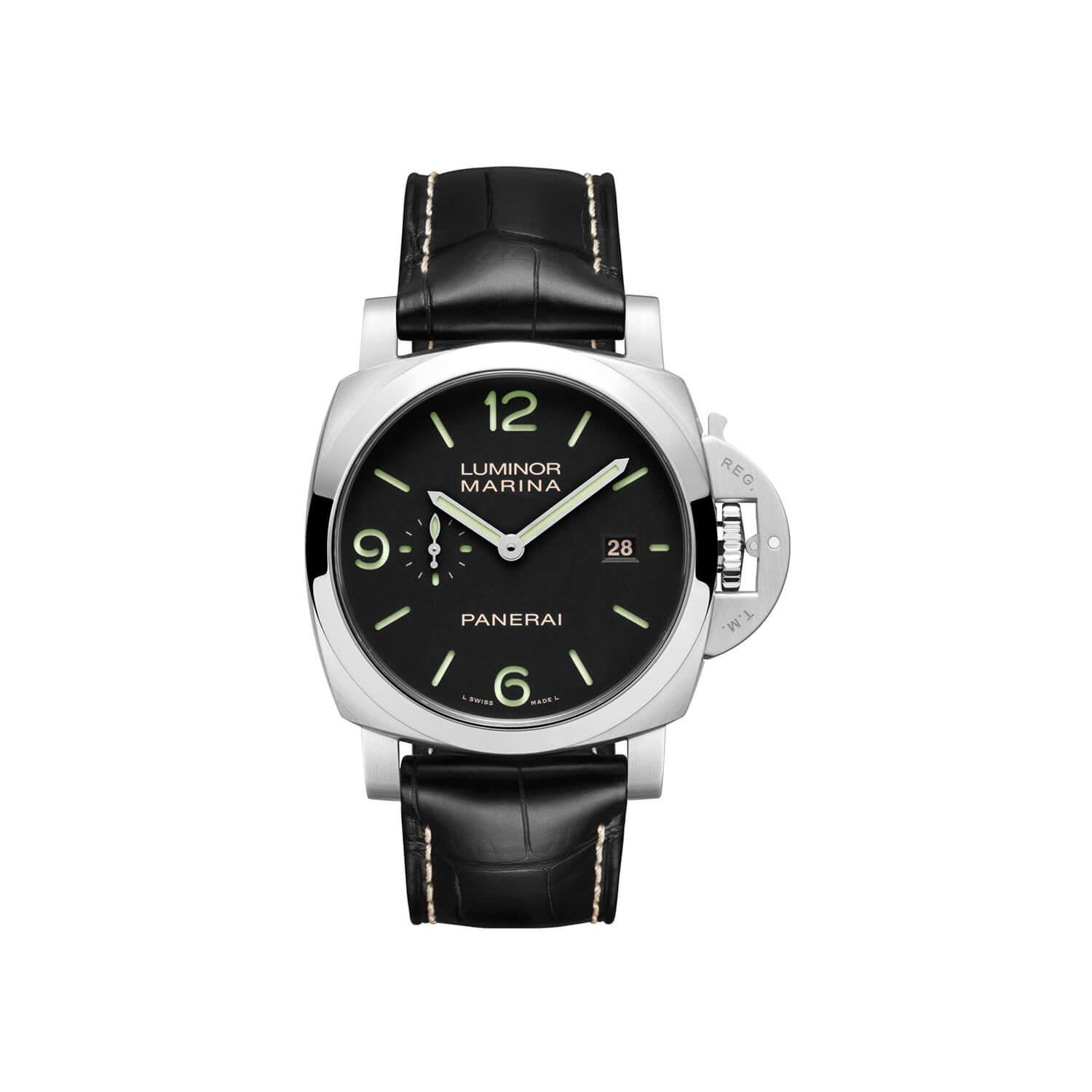 Montre Panerai Luminor Marina 44mm cadran Noir bracelet Caoutchouc/Cuir d'alligator PAM03312