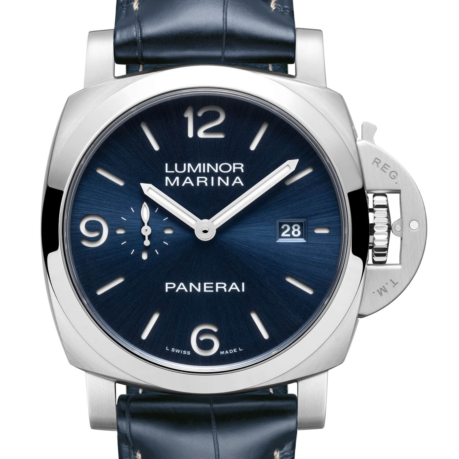 Montre Panerai Luminor Marina 44mm cadran Bleu bracelet Caoutchouc/Cuir d'alligator PAM03313