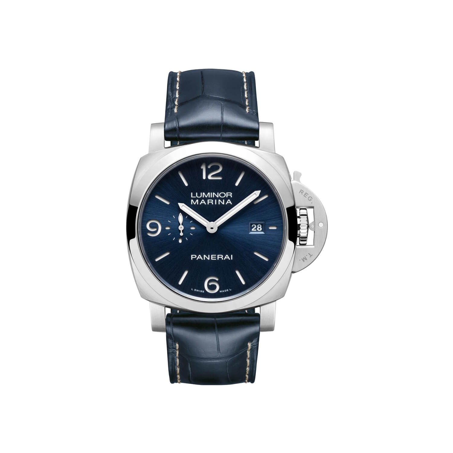 Montre Panerai Luminor Marina 44mm cadran Bleu bracelet Caoutchouc/Cuir d'alligator PAM03313