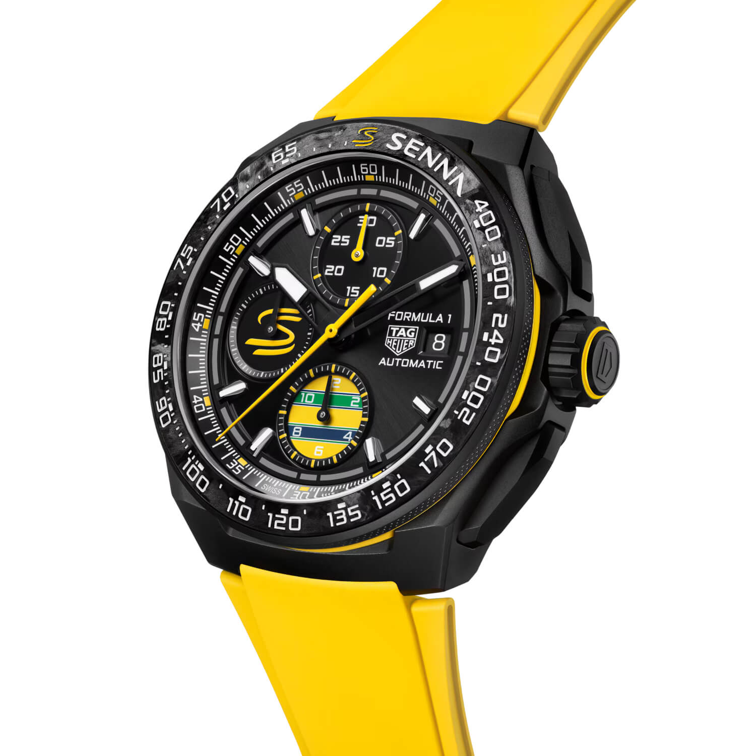 Montre TAG Heuer Formula 1 Chronograph x Senna Édition Exclusive 44mm cadran Noir bracelet Caoutchouc CBZ2081.FT8092