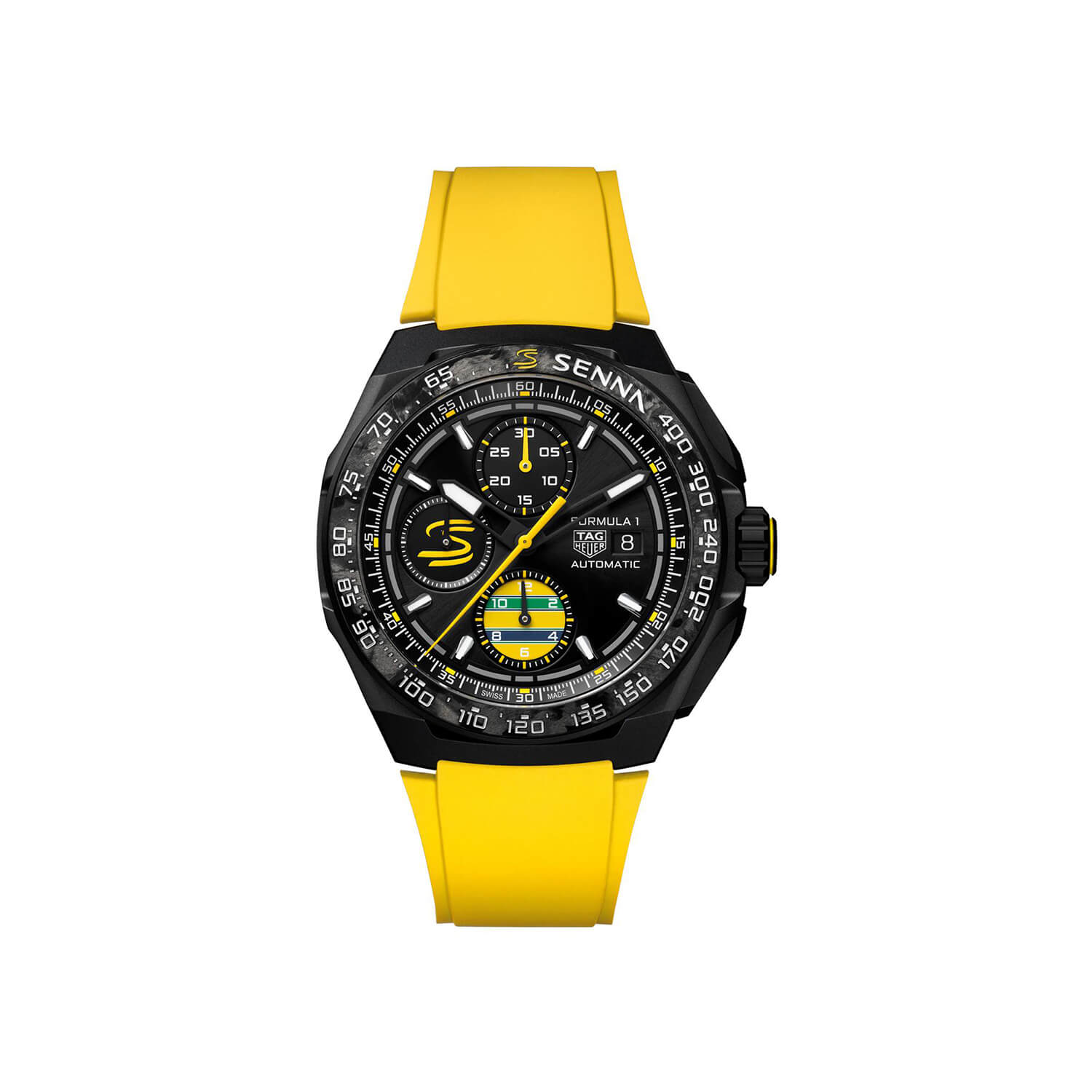 Montre TAG Heuer Formula 1 Chronograph x Senna Édition Exclusive 44mm cadran Noir bracelet Caoutchouc CBZ2081.FT8092