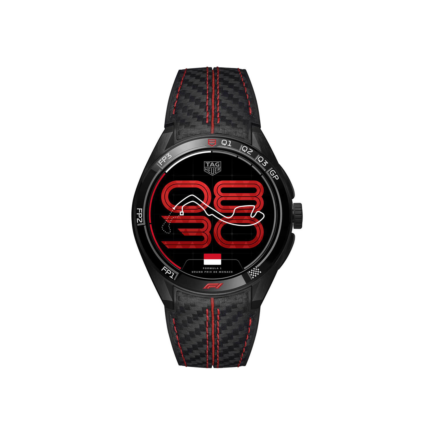 Montre TAG Heuer Connected Calibre E5 45mm x Formula 1 cadran Noir bracelet Caoutchouc/Textile SBT8A85.EB0417