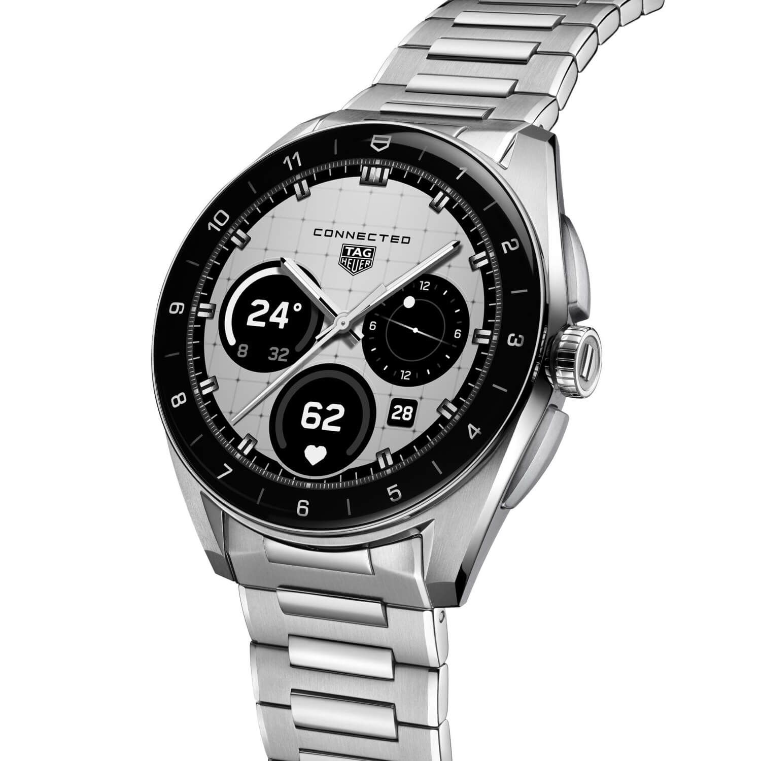 Montre TAG Heuer Connected Calibre E5 40mm cadran Argent bracelet Acier SBT8010.BA0002