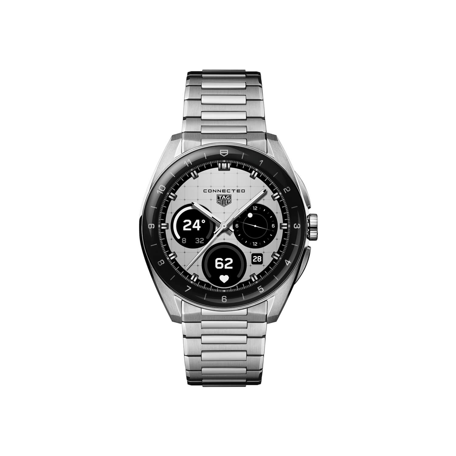 Montre TAG Heuer Connected Calibre E5 40mm cadran Argent bracelet Acier SBT8010.BA0002