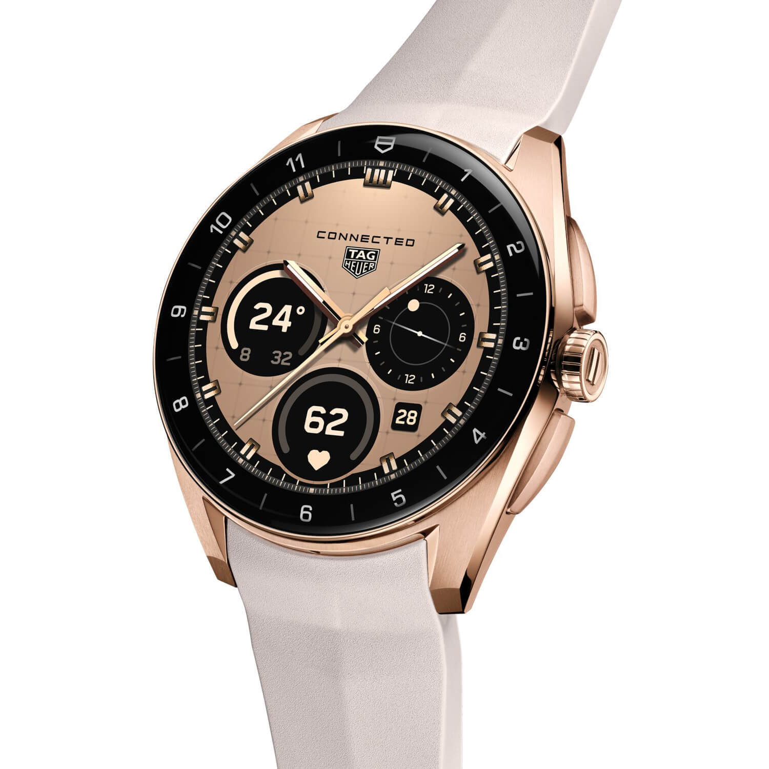 Montre TAG Heuer Connected Calibre E5 40mm Golden Bright Édition cadran Doré bracelet Caoutchouc SBT8011.BT0036
