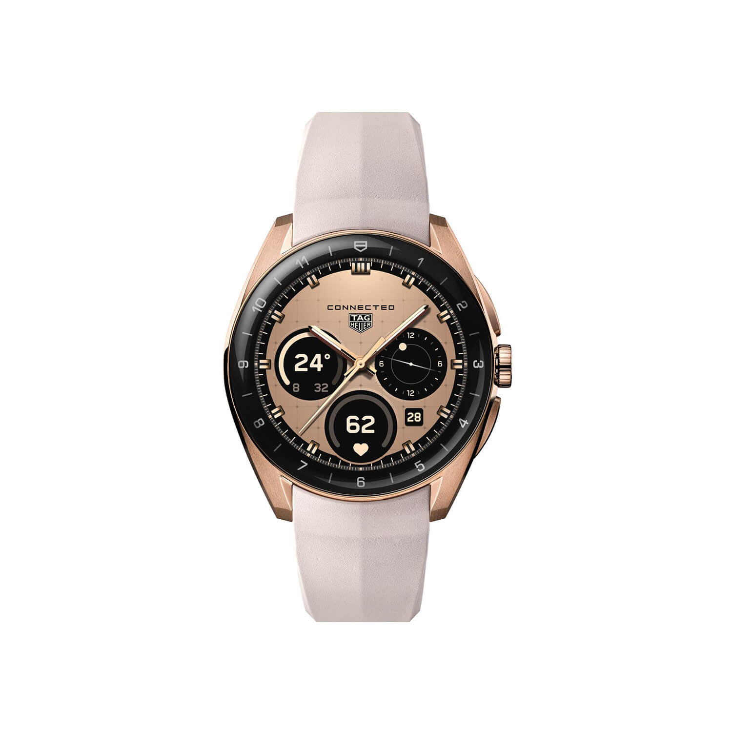 Montre TAG Heuer Connected Calibre E5 40mm Golden Bright Édition cadran Doré bracelet Caoutchouc SBT8011.BT0036
