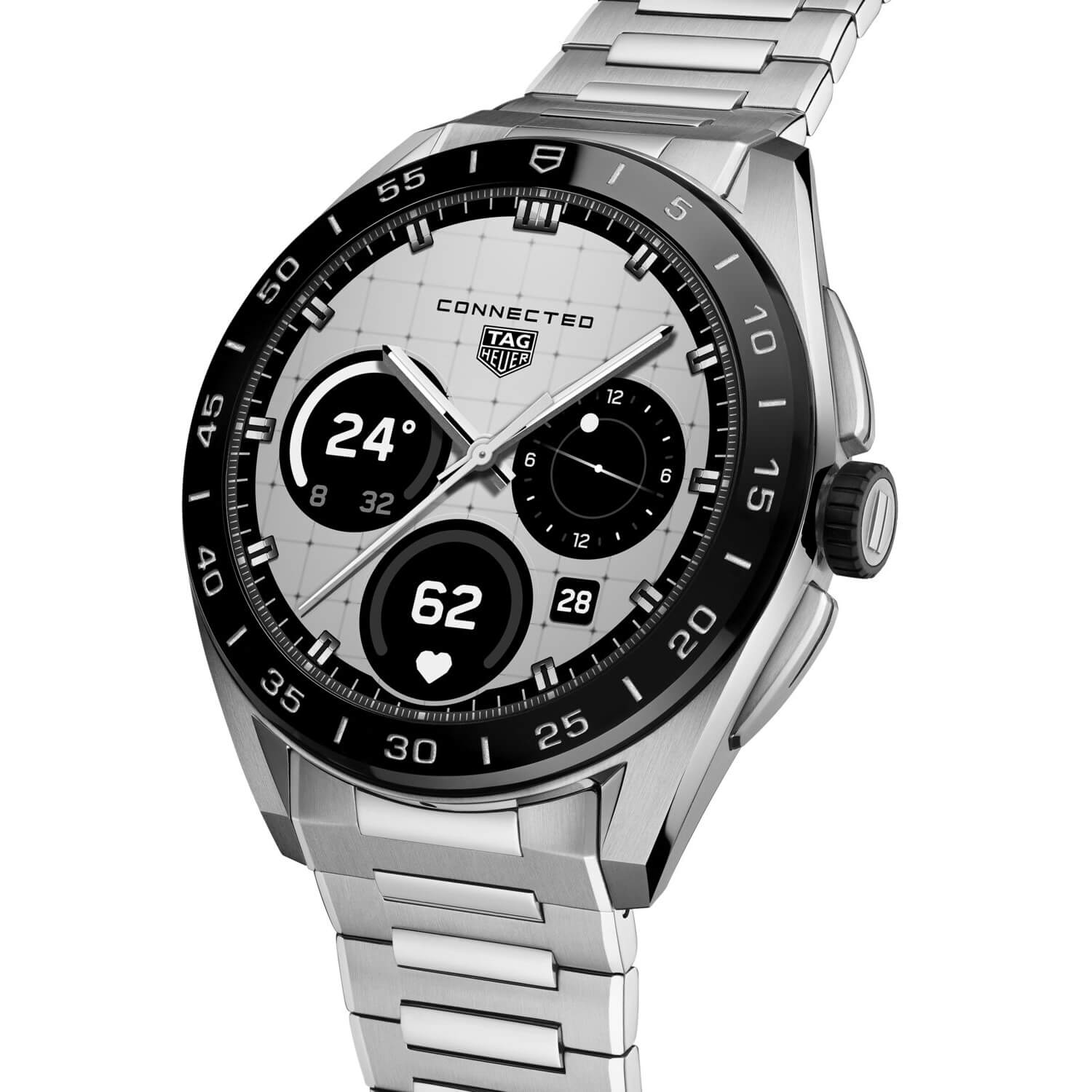 Montre TAG Heuer Connected Calibre E5 45mm cadran Argent bracelet Acier SBT8A10.BA0003