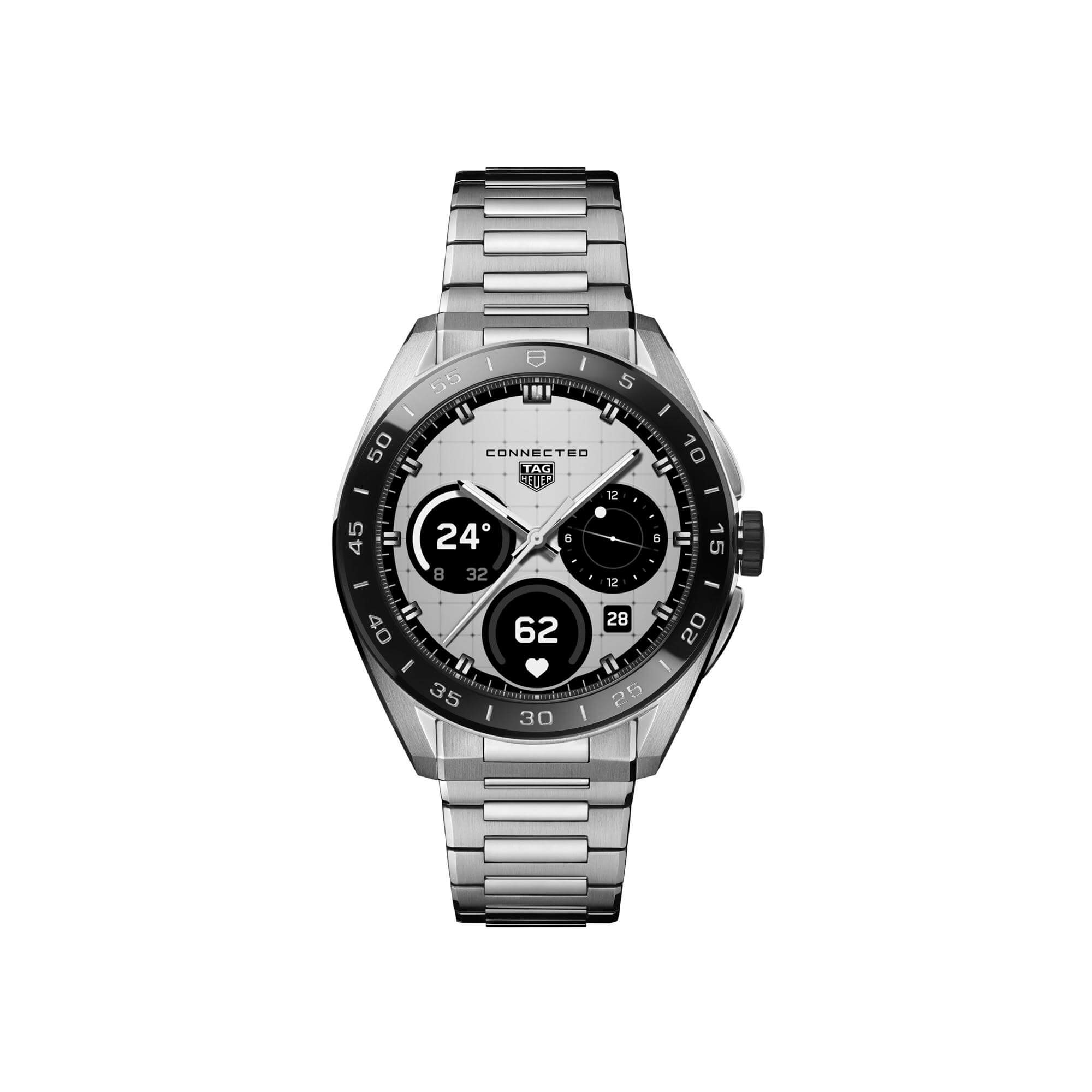 Montre TAG Heuer Connected Calibre E5 45mm cadran Argent bracelet Acier SBT8A10.BA0003