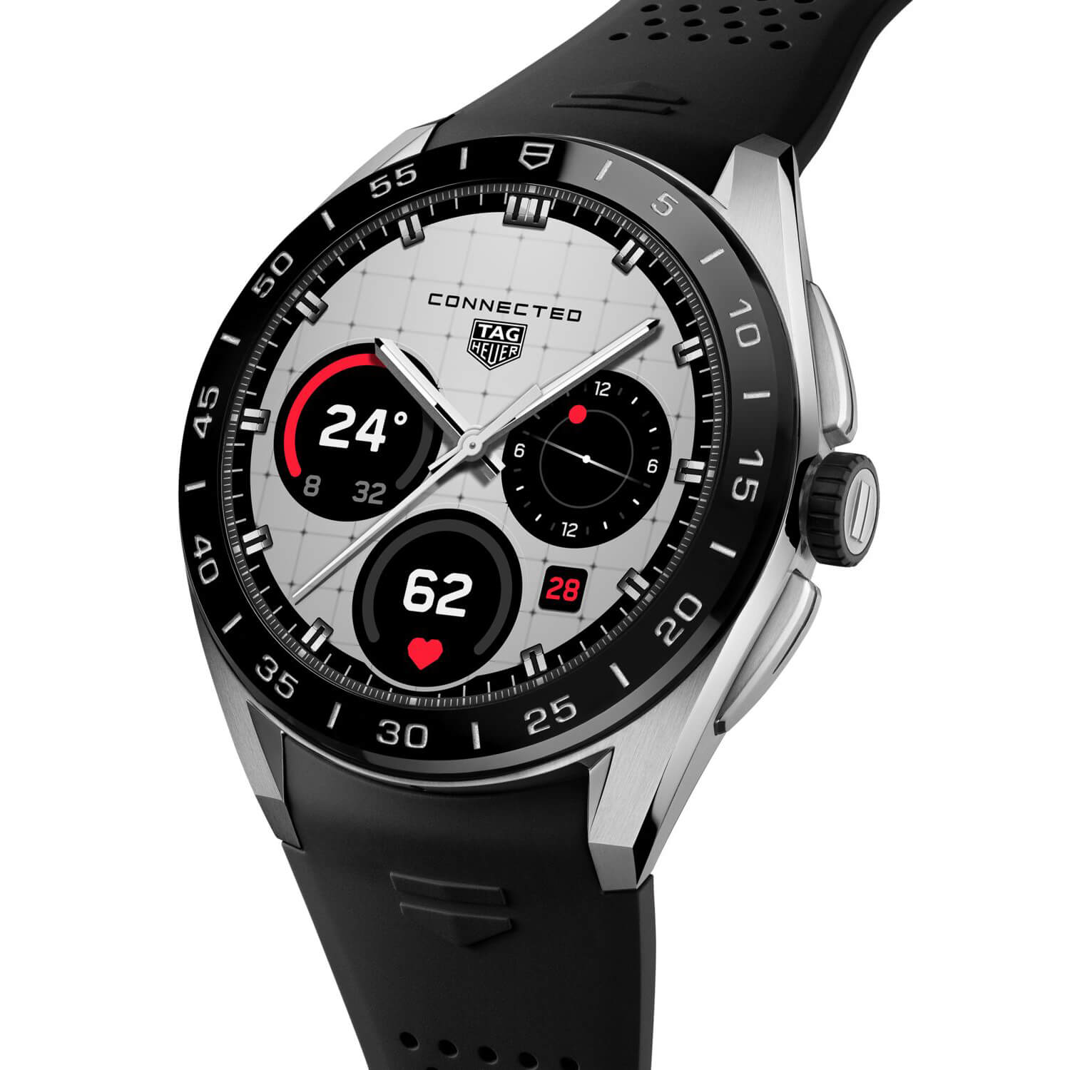 Montre TAG Heuer Connected Calibre E5 45mm cadran Argent bracelet Caoutchouc SBT8A10.BT6292