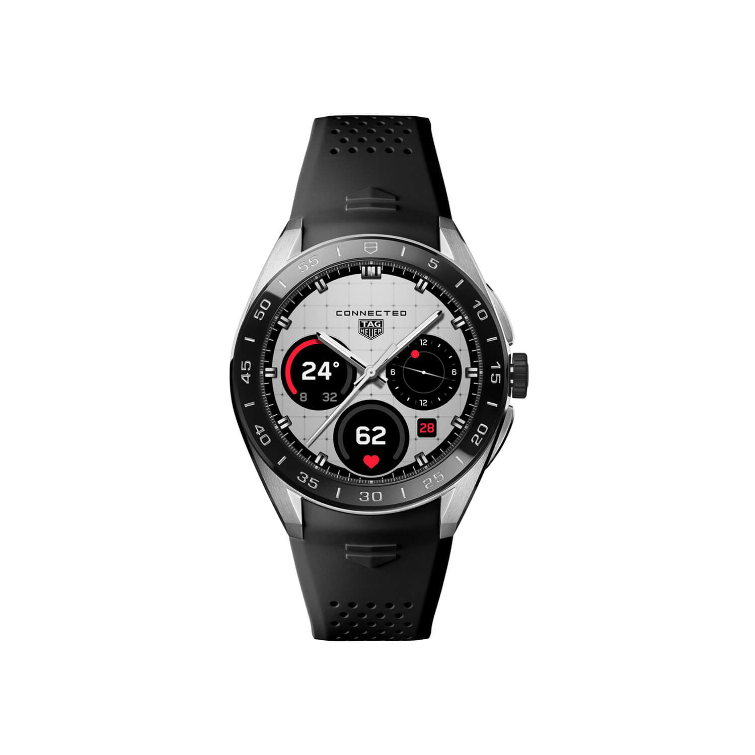 Montre TAG Heuer Connected Calibre E5 45mm cadran Argent bracelet Caoutchouc SBT8A10.BT6292