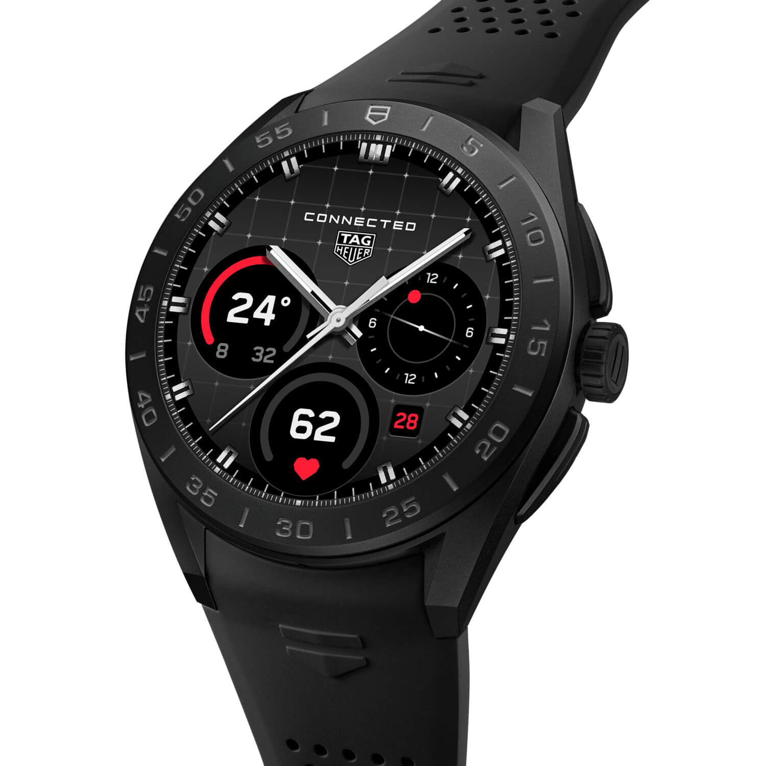 Montre TAG Heuer Connected Calibre E5 45mm cadran Noir bracelet Caoutchouc SBT8A80.BT6293