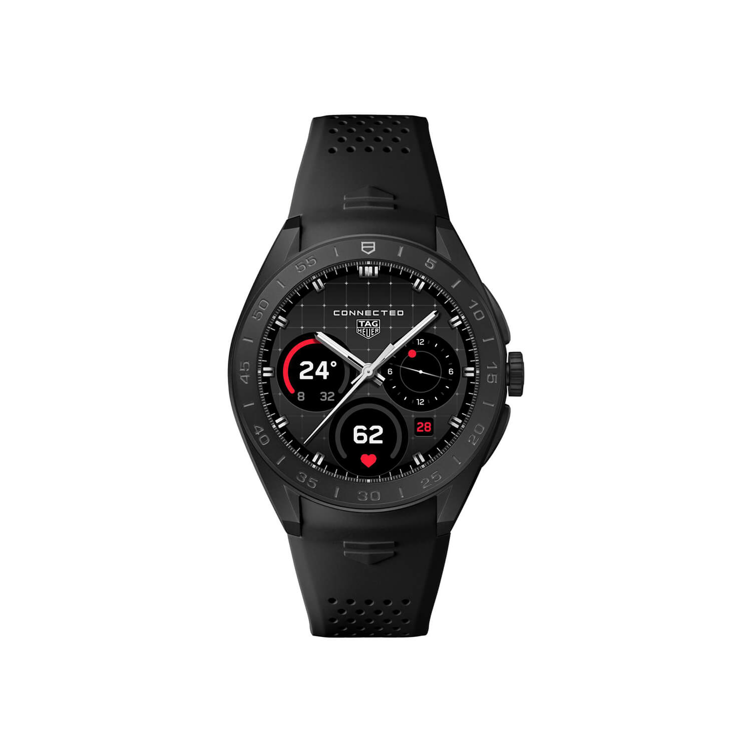 Montre TAG Heuer Connected Calibre E5 45mm cadran Noir bracelet Caoutchouc SBT8A80.BT6293