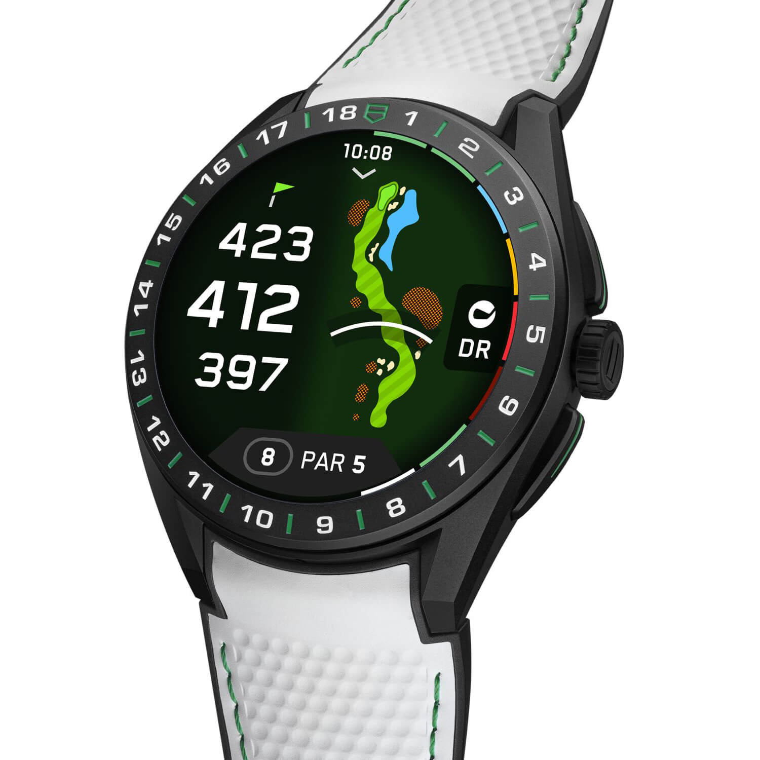 Montre TAG Heuer Connected Calibre E5 45mm Golf Édition cadran Noir bracelet Caoutchouc SBT8A81.EB0335