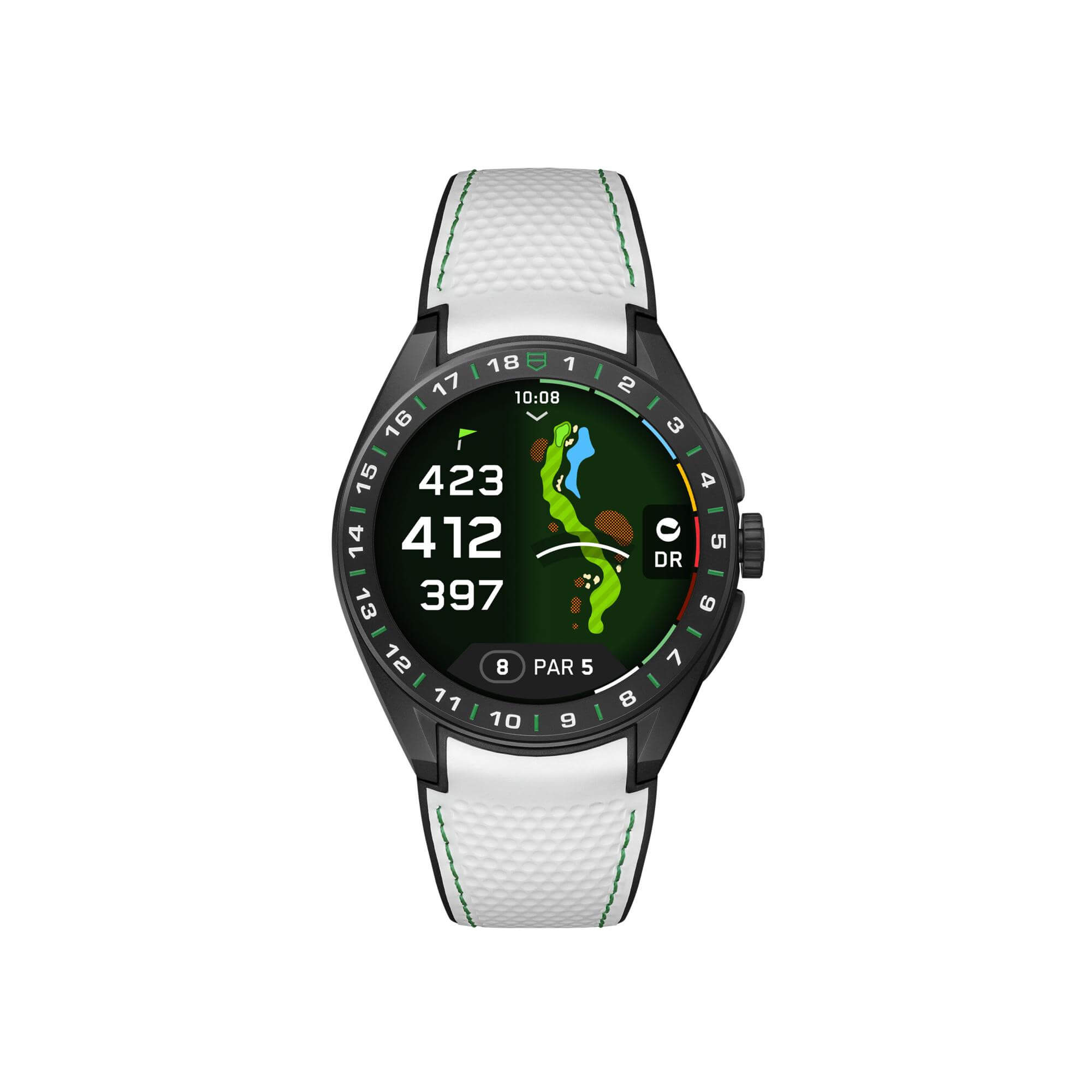 Montre TAG Heuer Connected Calibre E5 45mm Golf Édition cadran Noir bracelet Caoutchouc SBT8A81.EB0335