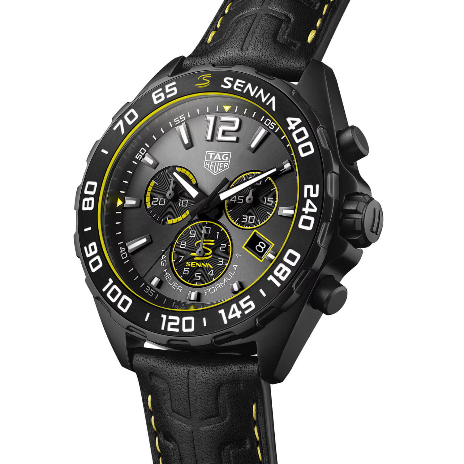 Montre TAG Heuer Formula 1 Senna Édition Spéciale cadran Gris bracelet Cuir CAZ101AJ.FC6487