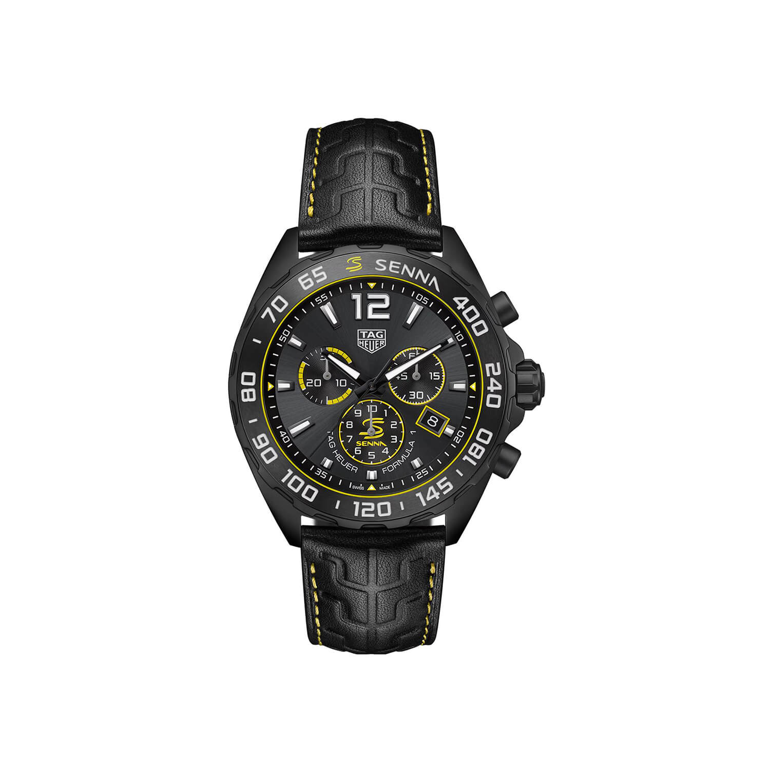 Montre TAG Heuer Formula 1 Senna Édition Spéciale cadran Gris bracelet Cuir CAZ101AJ.FC6487