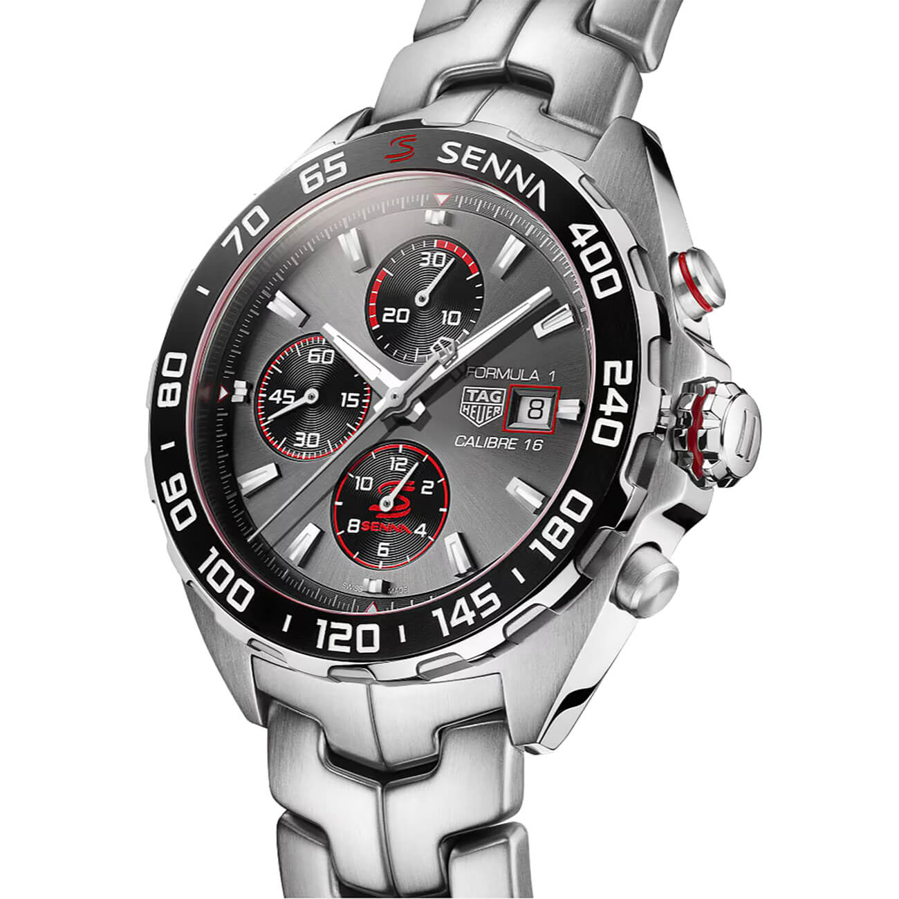 Montre TAG Heuer Formula 1 Chronograph x Senna Automatic 44mm cadran Gris bracelet Acier CAZ201D.BA0633