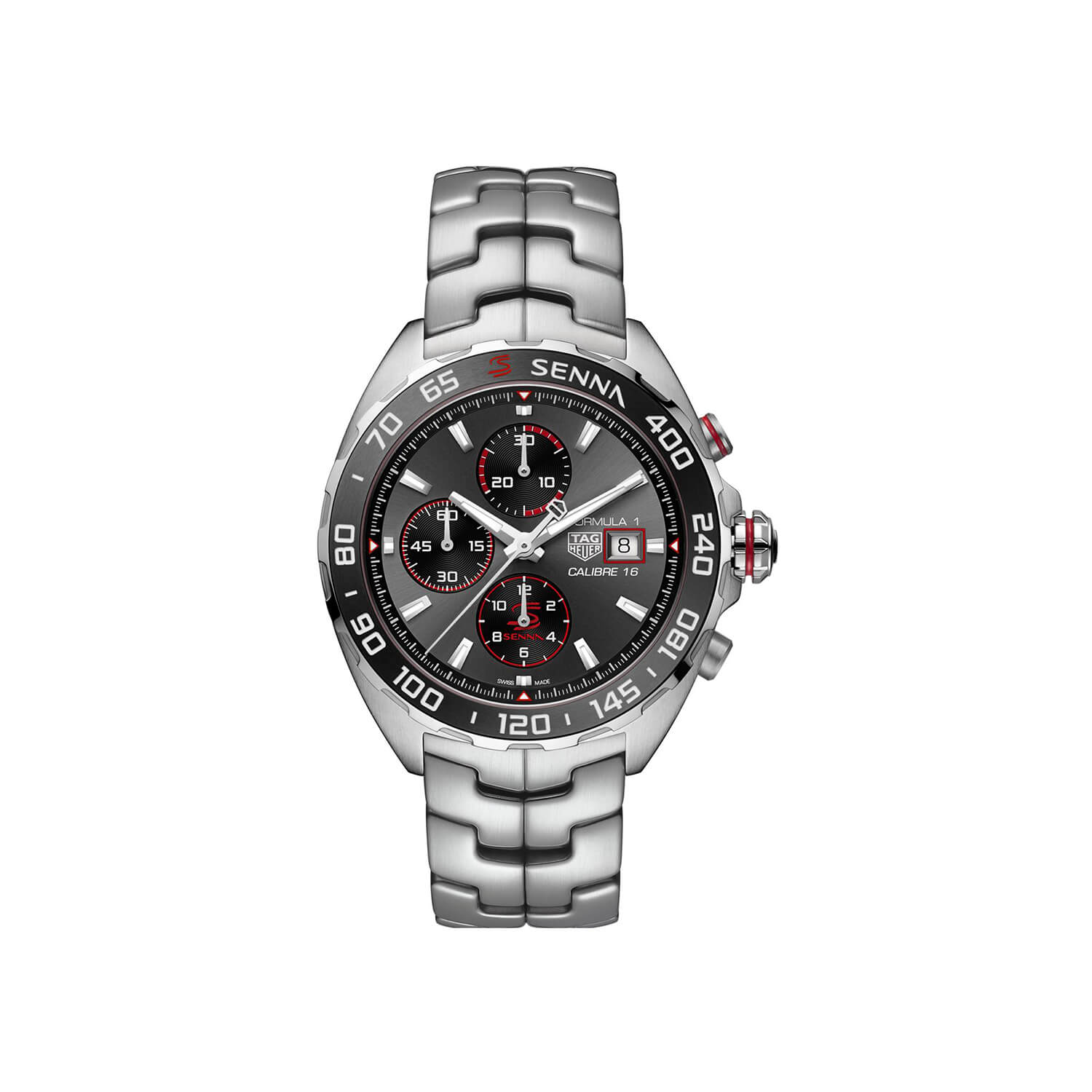Montre TAG Heuer Formula 1 Chronograph x Senna Automatic 44mm cadran Gris bracelet Acier CAZ201D.BA0633