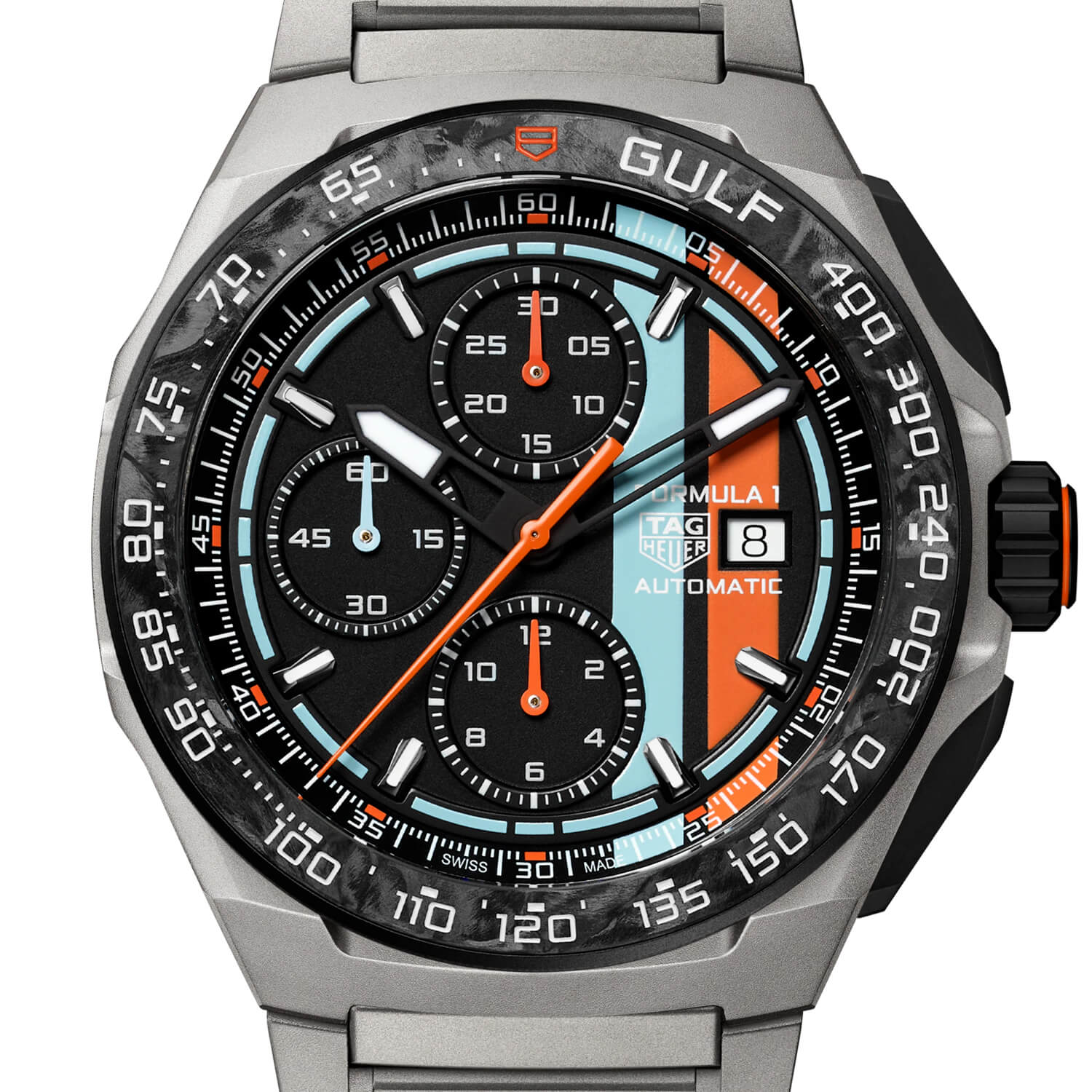 Montre TAG Heuer Formula 1 Chronograph x Gulf Édition Limitée cadran Noir bracelet Titane CBZ208B.BF0009