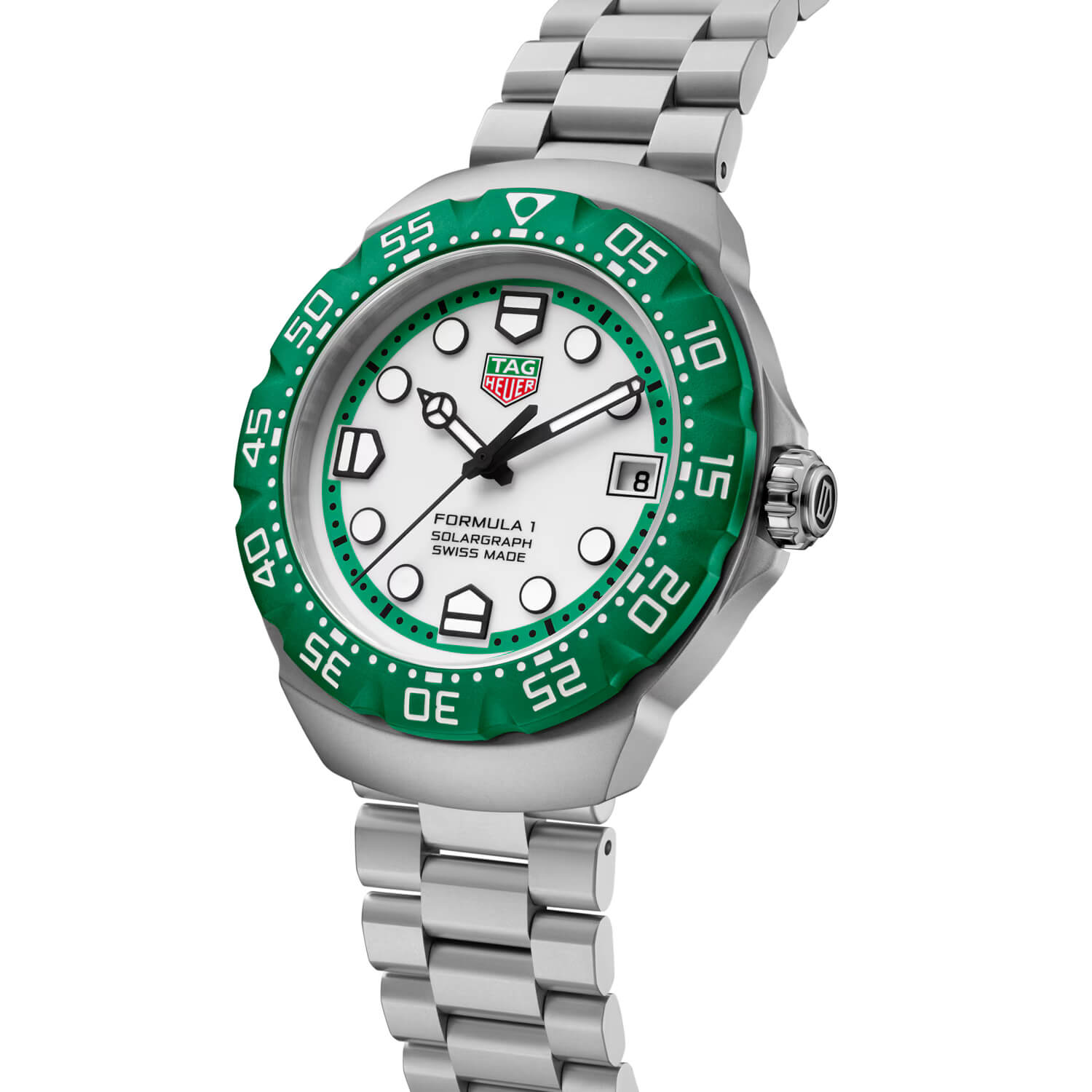 Montre TAG Heuer Formula 1 Solargraph 38mm Édition Limitée cadran Blanc bracelet Acier WBY1113.BA0042