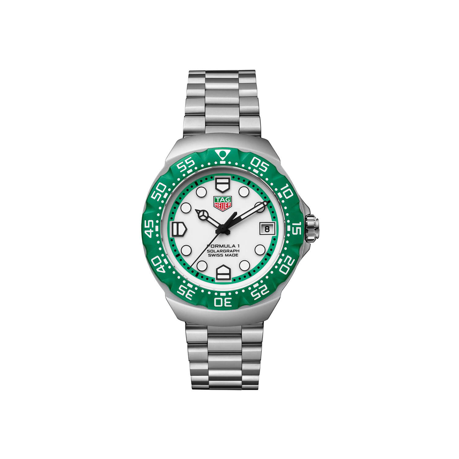Montre TAG Heuer Formula 1 Solargraph 38mm Édition Limitée cadran Blanc bracelet Acier WBY1113.BA0042
